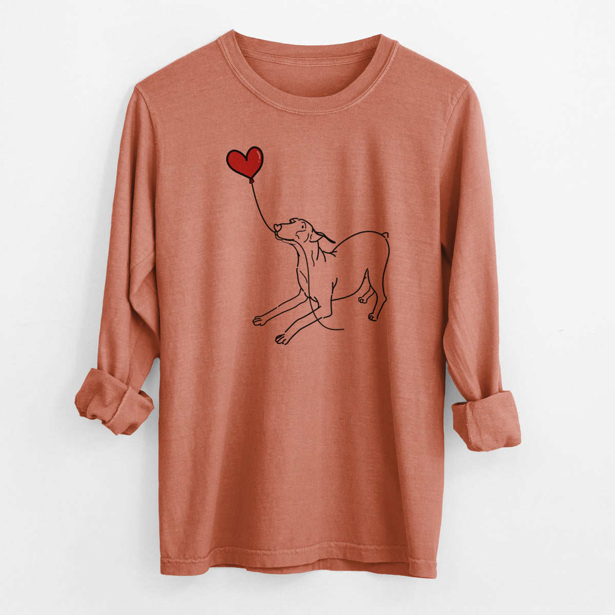 Doberman Pinscher Docked Heart String - Men's Heavyweight 100% Cotton Long Sleeve