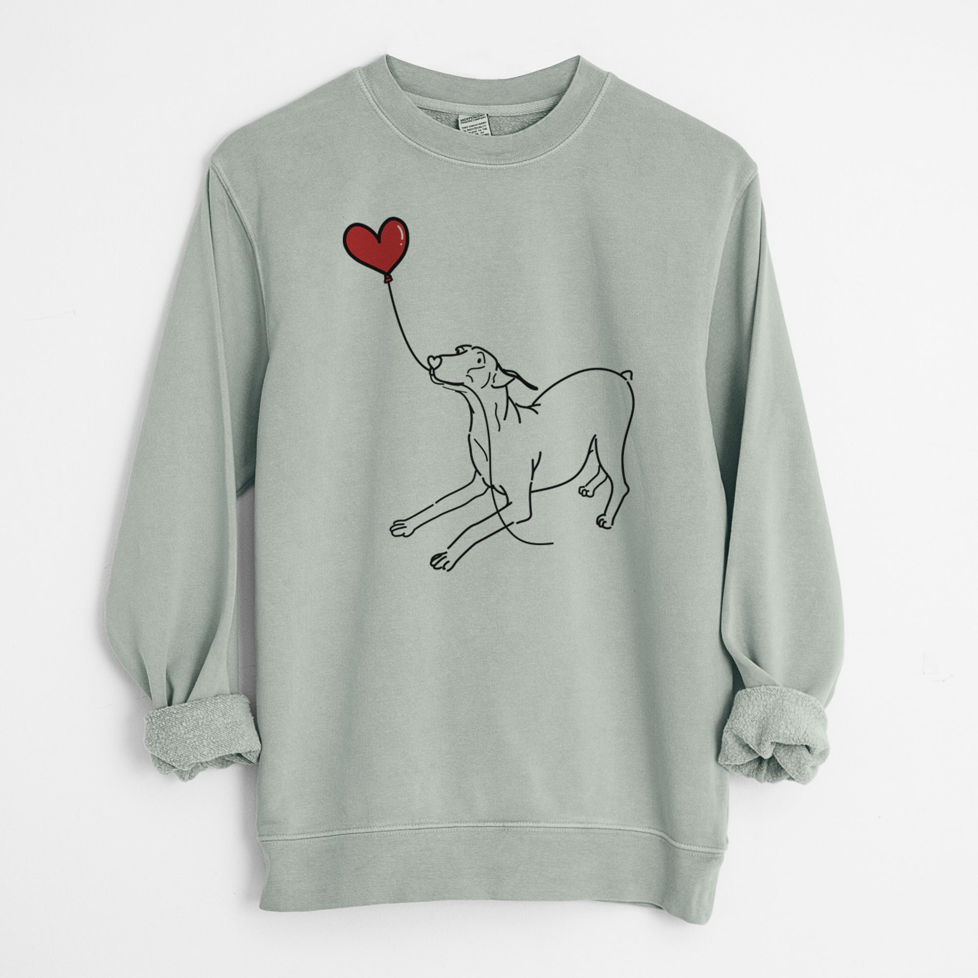 Doberman Pinscher Docked Heart String - Unisex Pigment Dyed Crew Sweatshirt