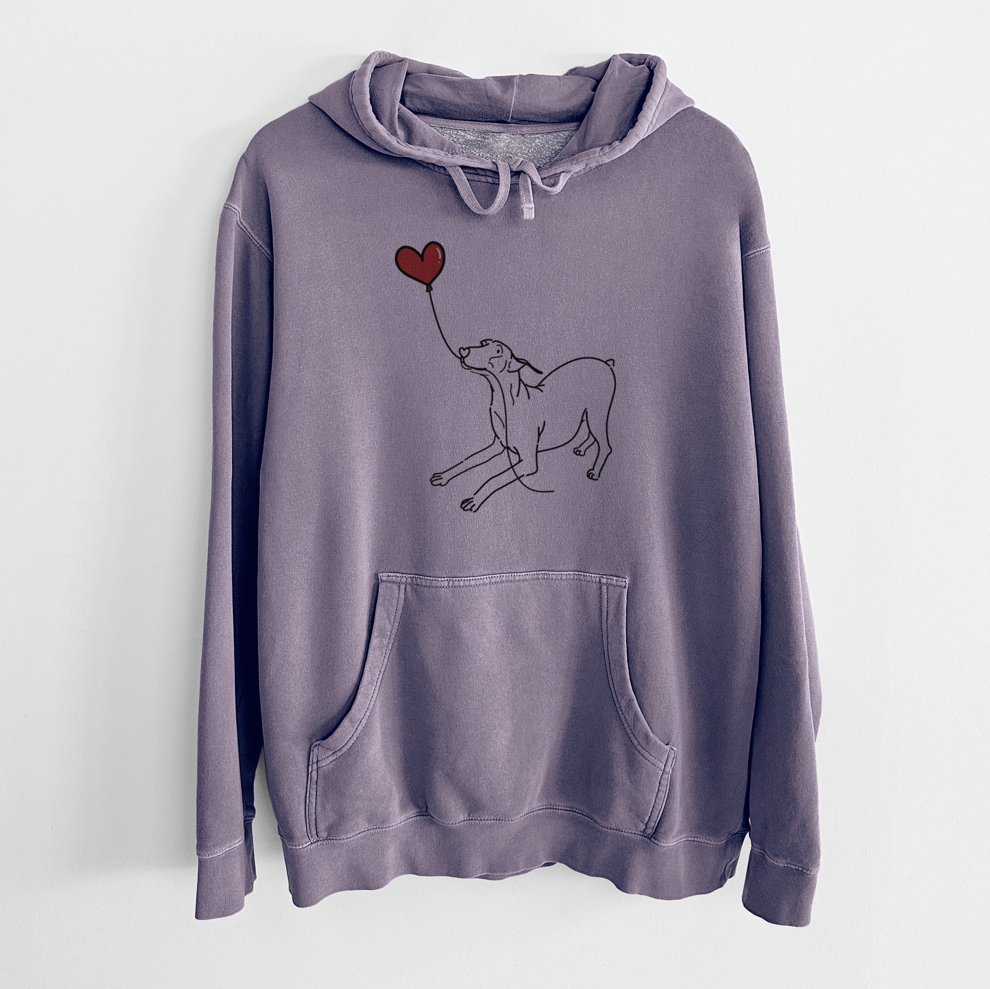 Doberman Pinscher Docked Heart String - Unisex Pigment Dyed Hoodie