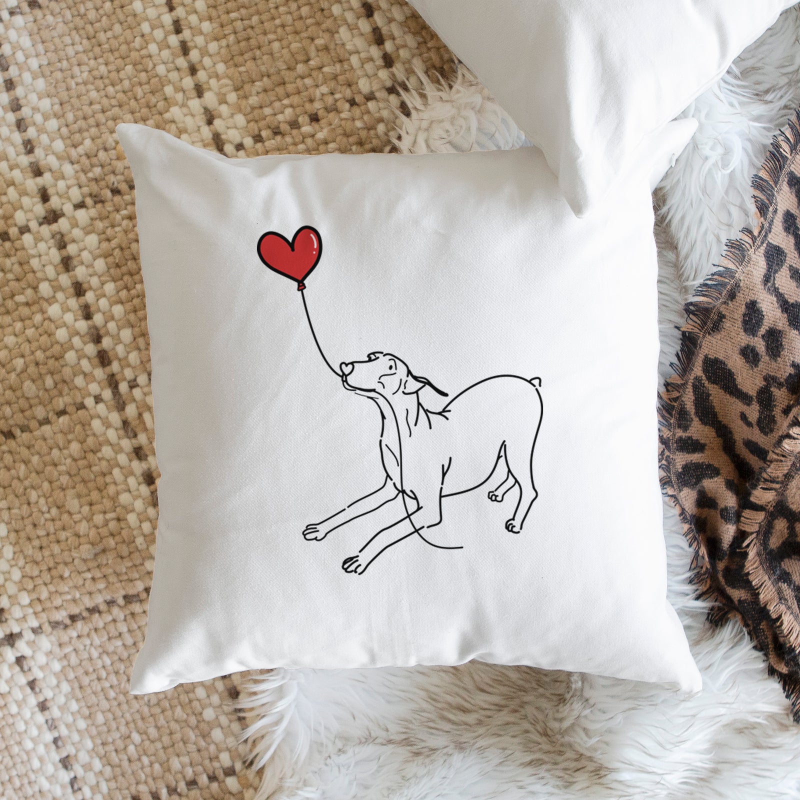 Doberman Pinscher Docked Heart String - Throw Pillow Cover