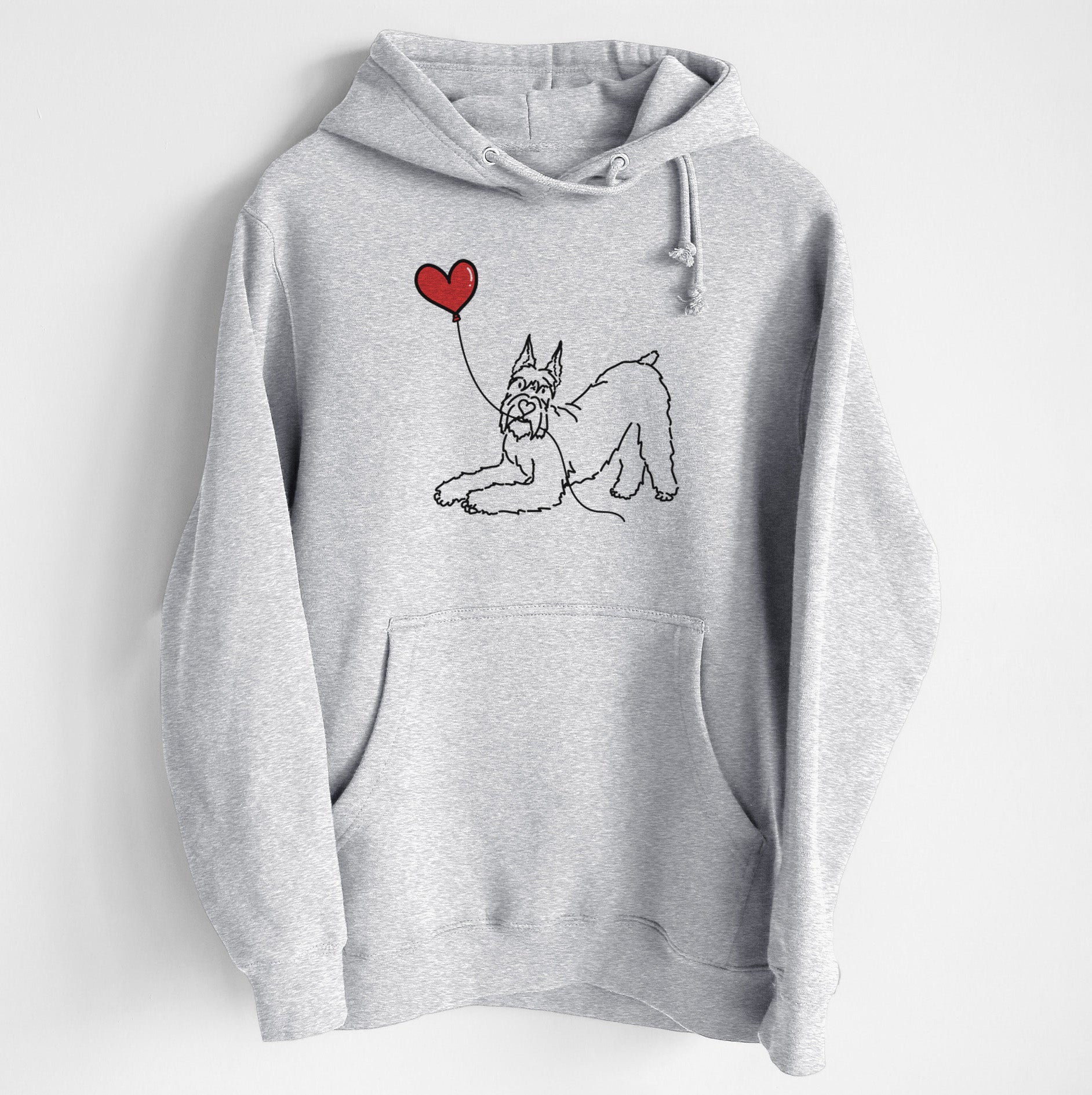 Docked Giant Schnauzer Heart String - Heavyweight Fleece Hoodie