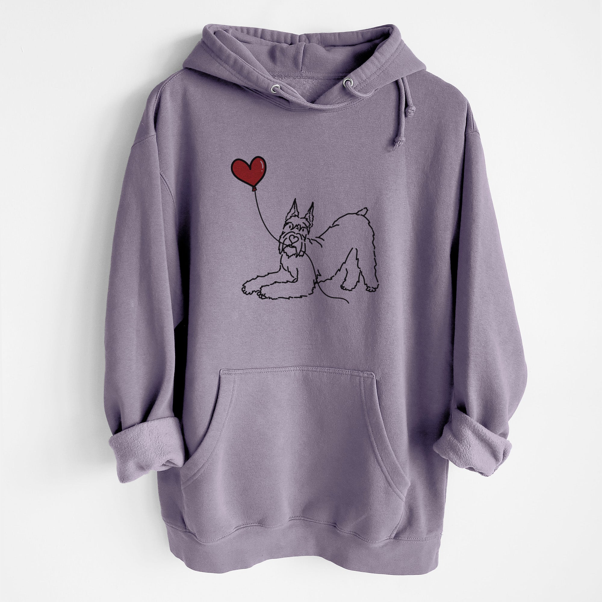 Docked Giant Schnauzer Heart String - Heavyweight Fleece Hoodie