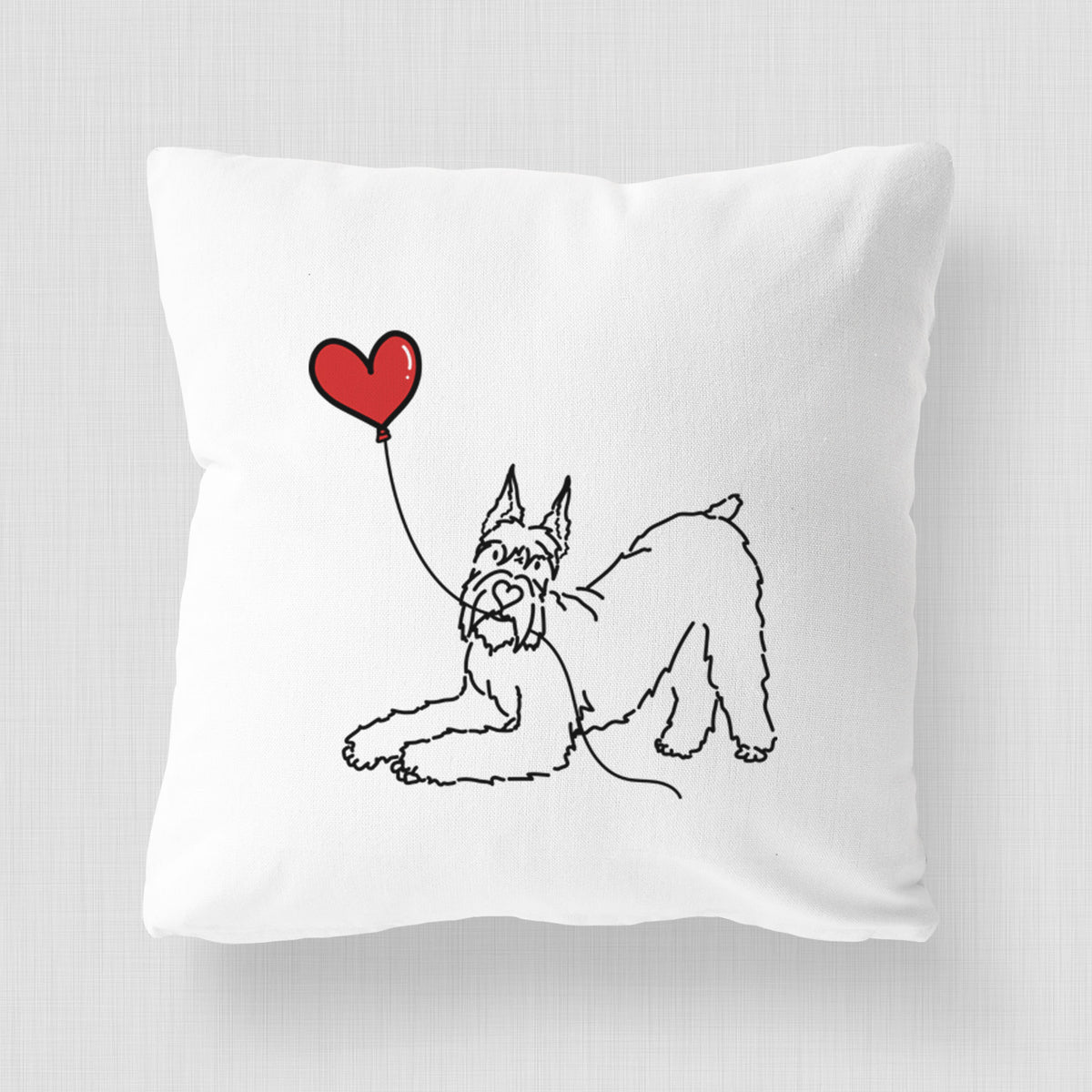 Docked Giant Schnauzer Heart String - Throw Pillow Cover