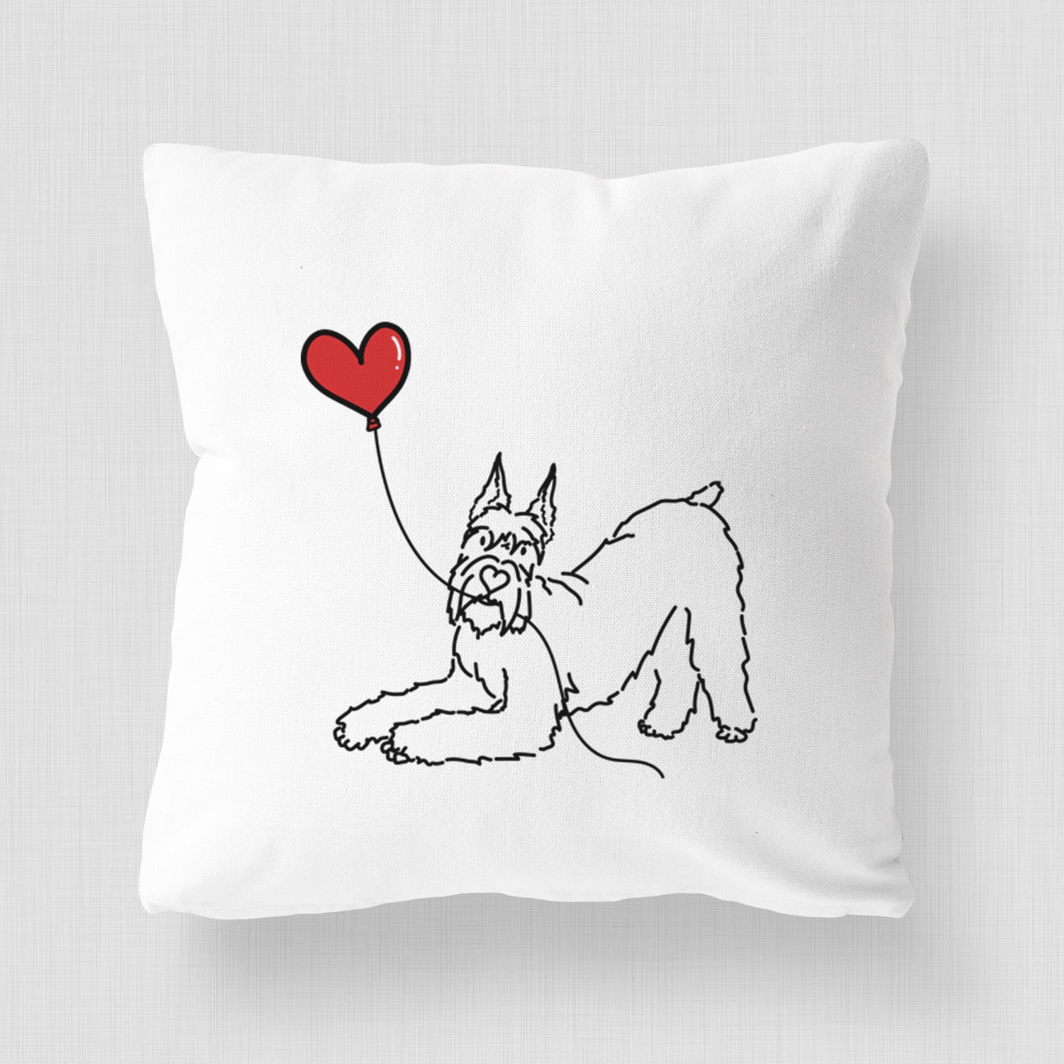 Docked Giant Schnauzer Heart String - Throw Pillow Cover