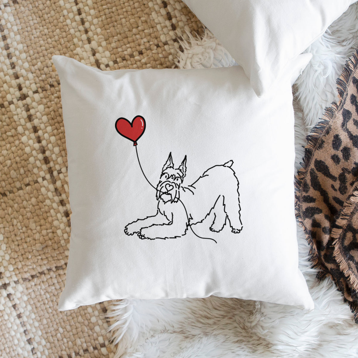 Docked Giant Schnauzer Heart String - Throw Pillow Cover
