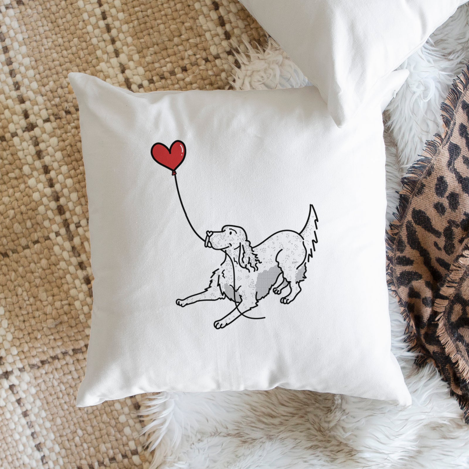 English Setter Heart String - Throw Pillow Cover