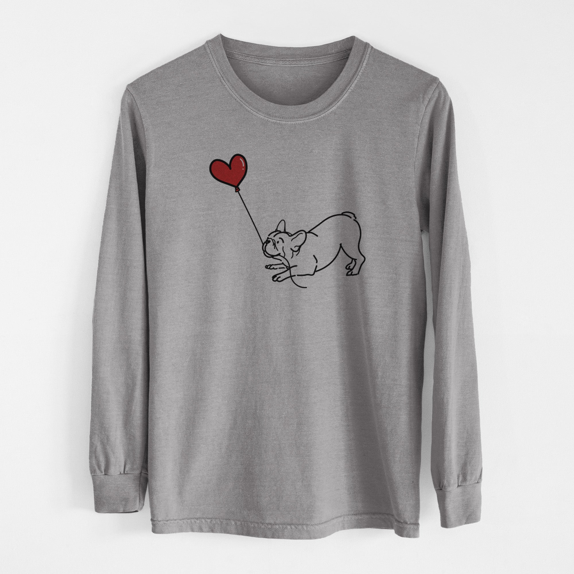 Frenchie Heart String - Men's Heavyweight 100% Cotton Long Sleeve