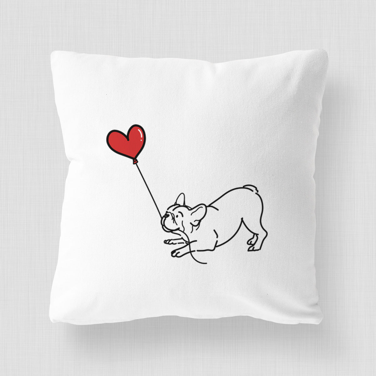 Frenchie Heart String - Throw Pillow Cover