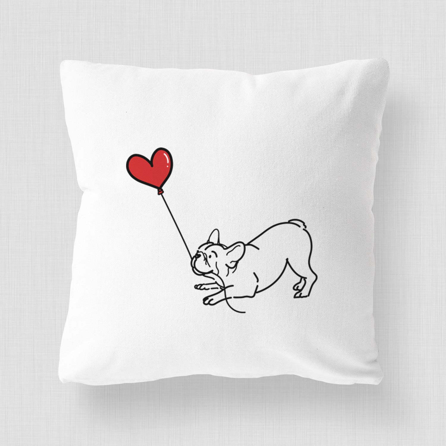 Frenchie Heart String - Throw Pillow Cover