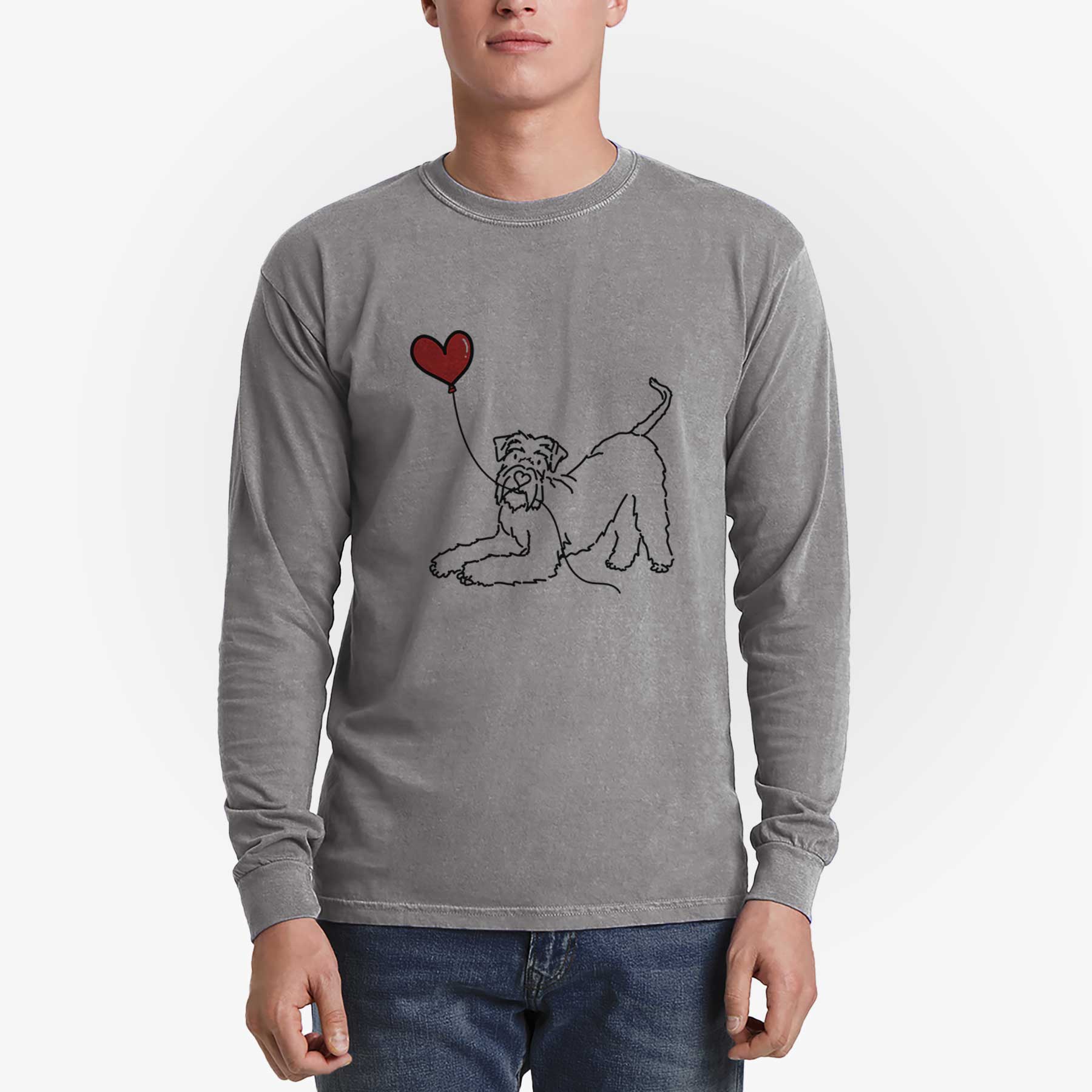 Giant Schnauzer Heart String - Men's Heavyweight 100% Cotton Long Sleeve