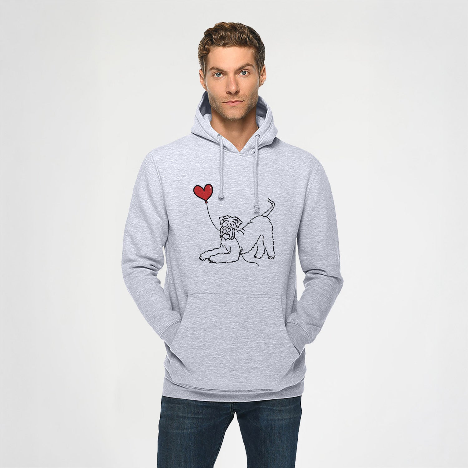 Giant Schnauzer Heart String - Heavyweight Fleece Hoodie