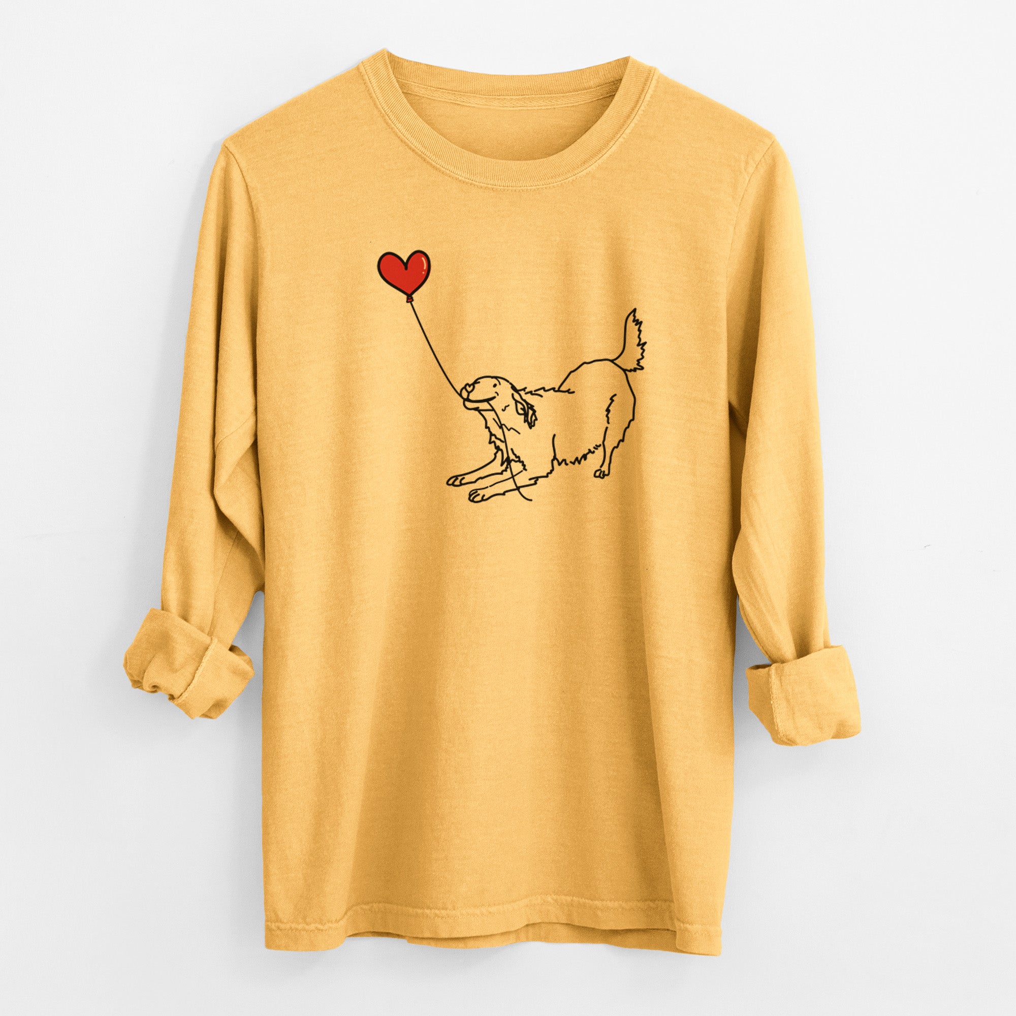 Golden Retriever Heart String - Men's Heavyweight 100% Cotton Long Sleeve