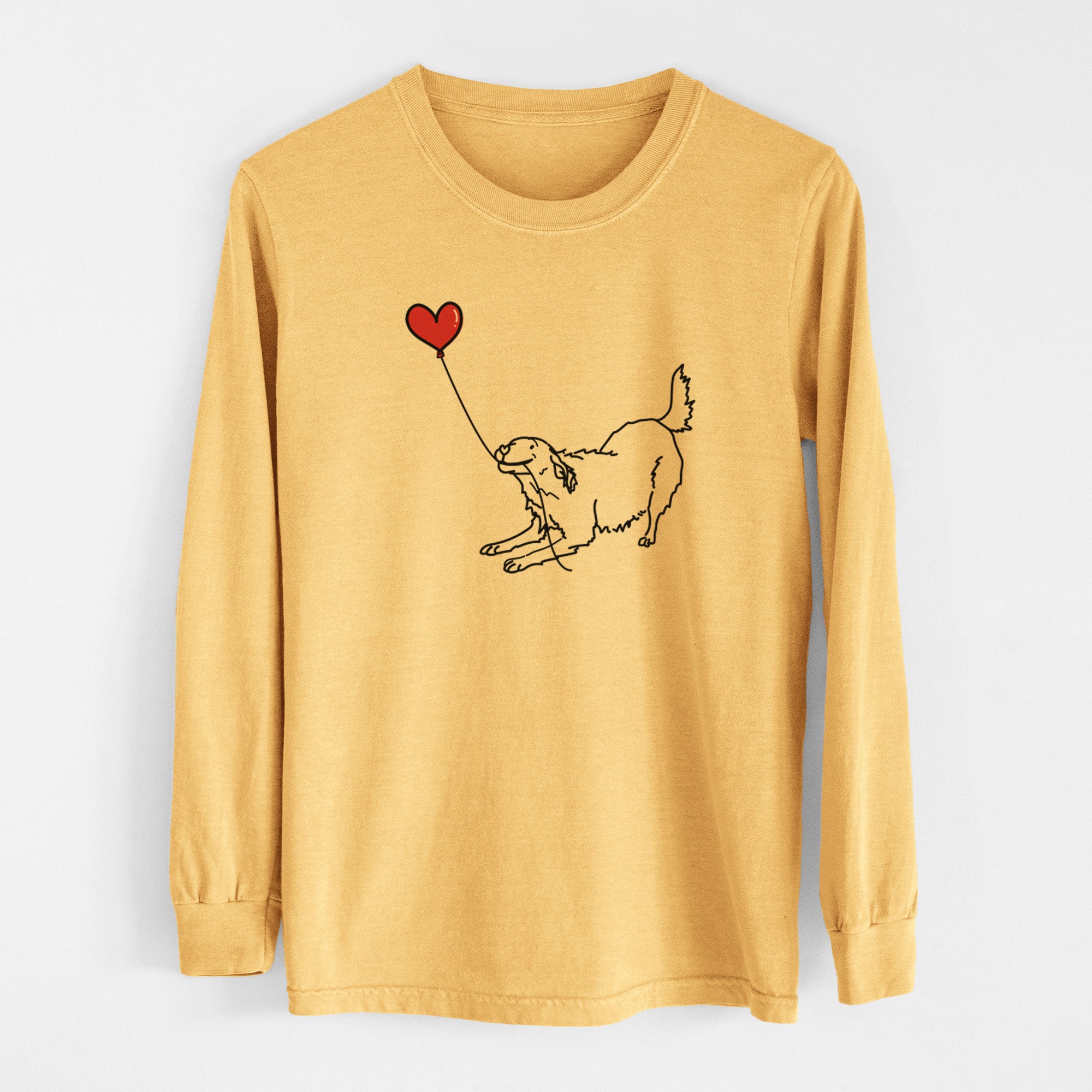 Golden Retriever Heart String - Men's Heavyweight 100% Cotton Long Sleeve