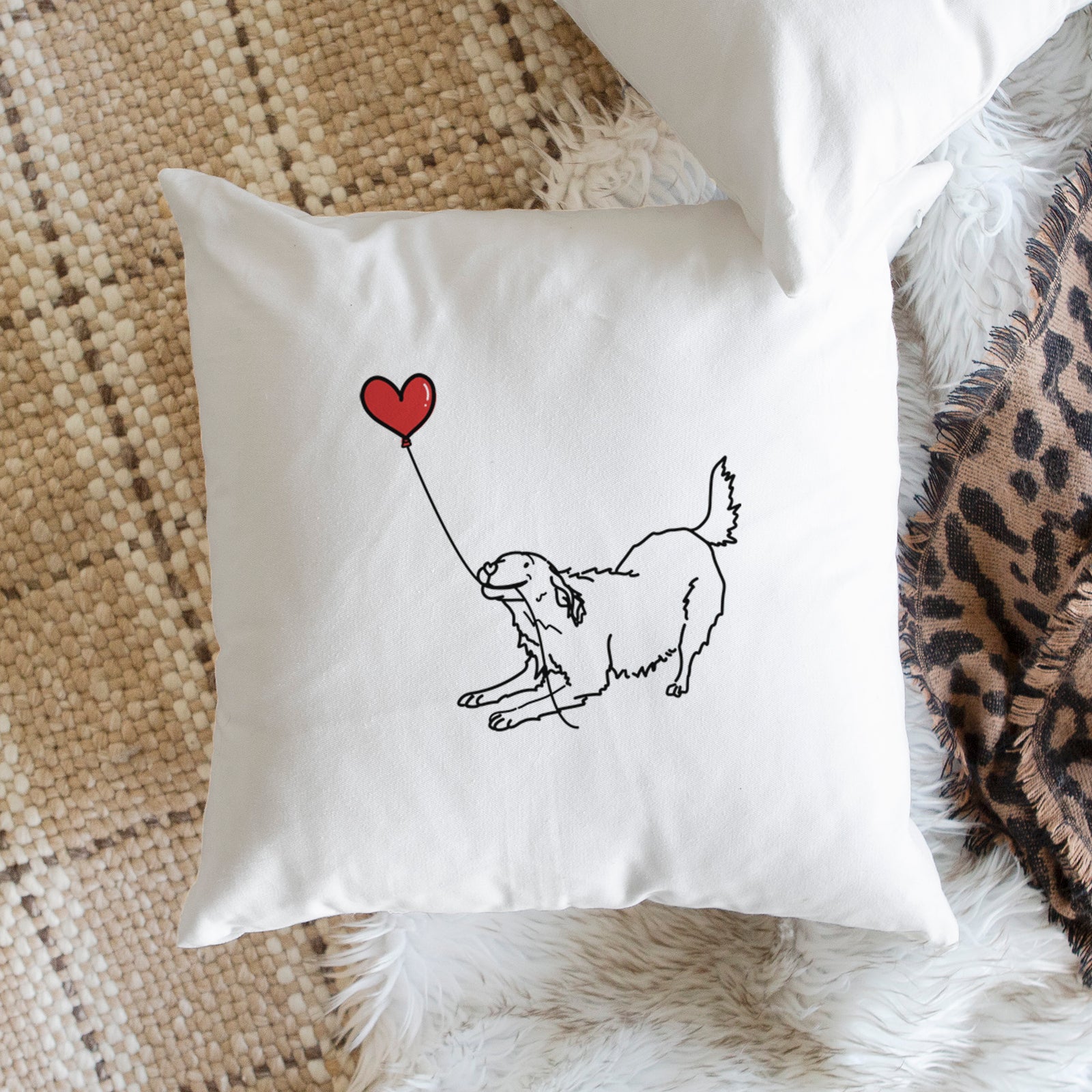 Golden Retriever Heart String - Throw Pillow Cover