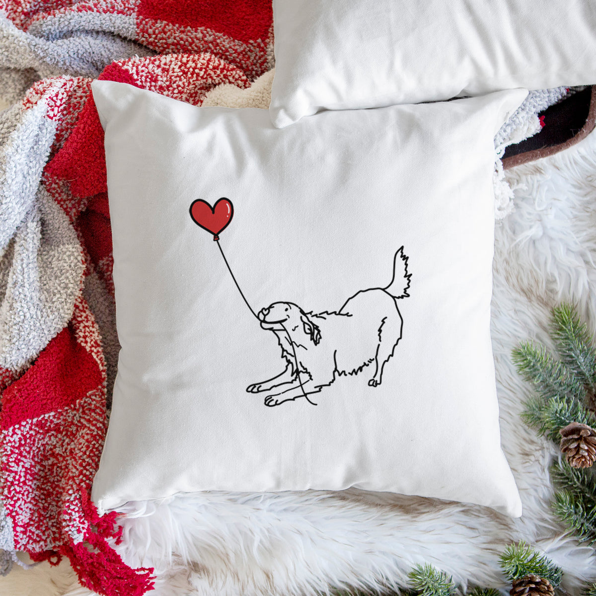 Golden Retriever Heart String - Throw Pillow Cover