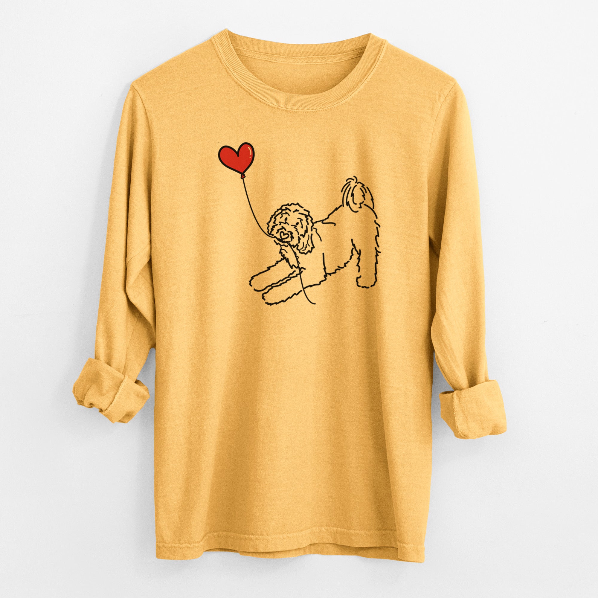 Goldendoodle Heart String - Men's Heavyweight 100% Cotton Long Sleeve