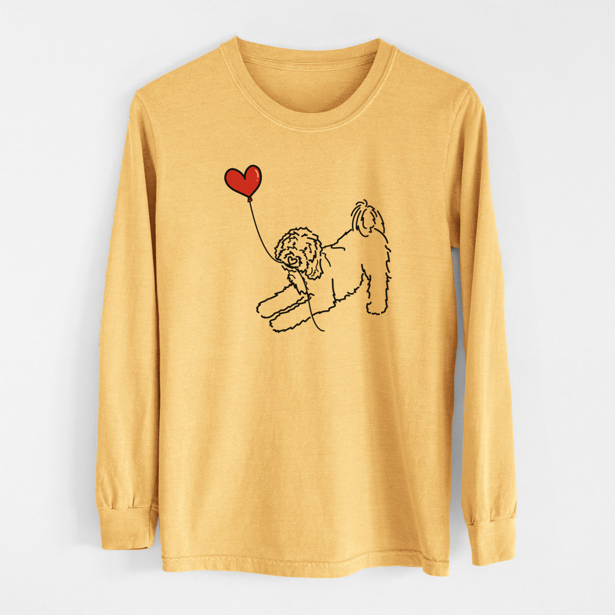 Goldendoodle Heart String - Men&#39;s Heavyweight 100% Cotton Long Sleeve