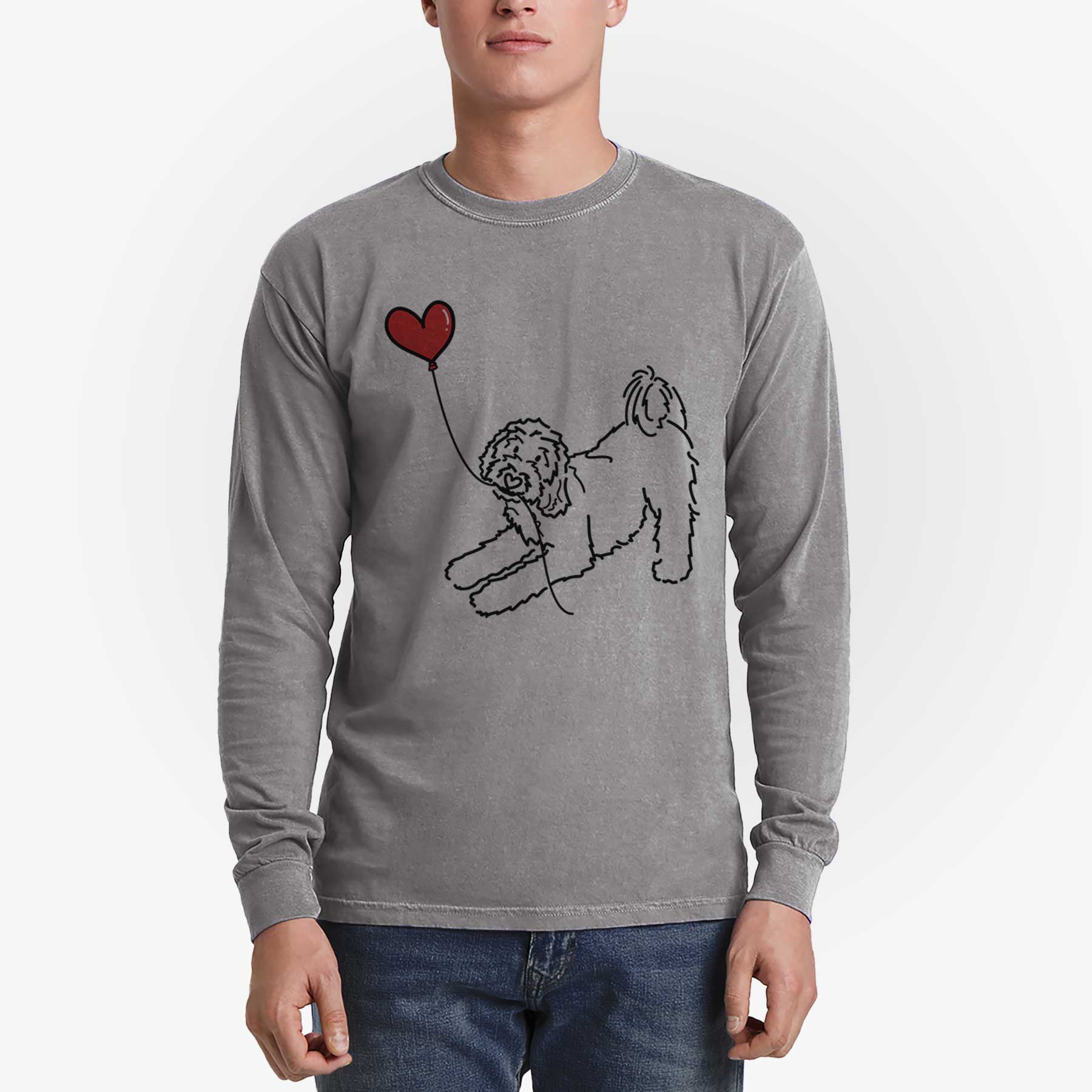 Goldendoodle Heart String - Men's Heavyweight 100% Cotton Long Sleeve