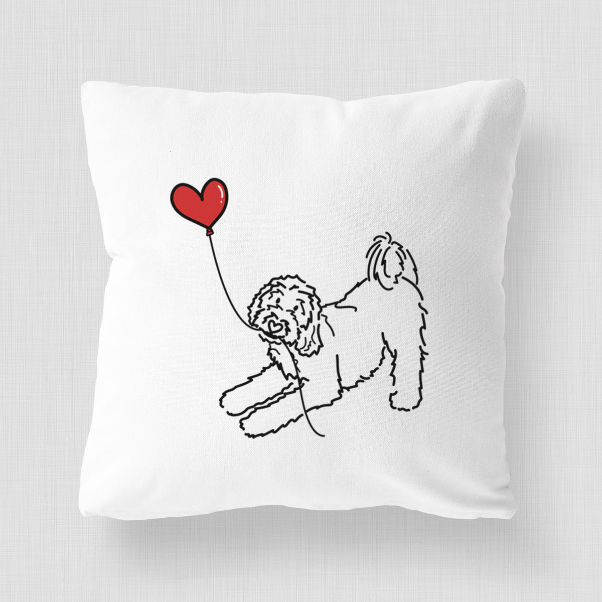 Goldendoodle Heart String - Throw Pillow Cover