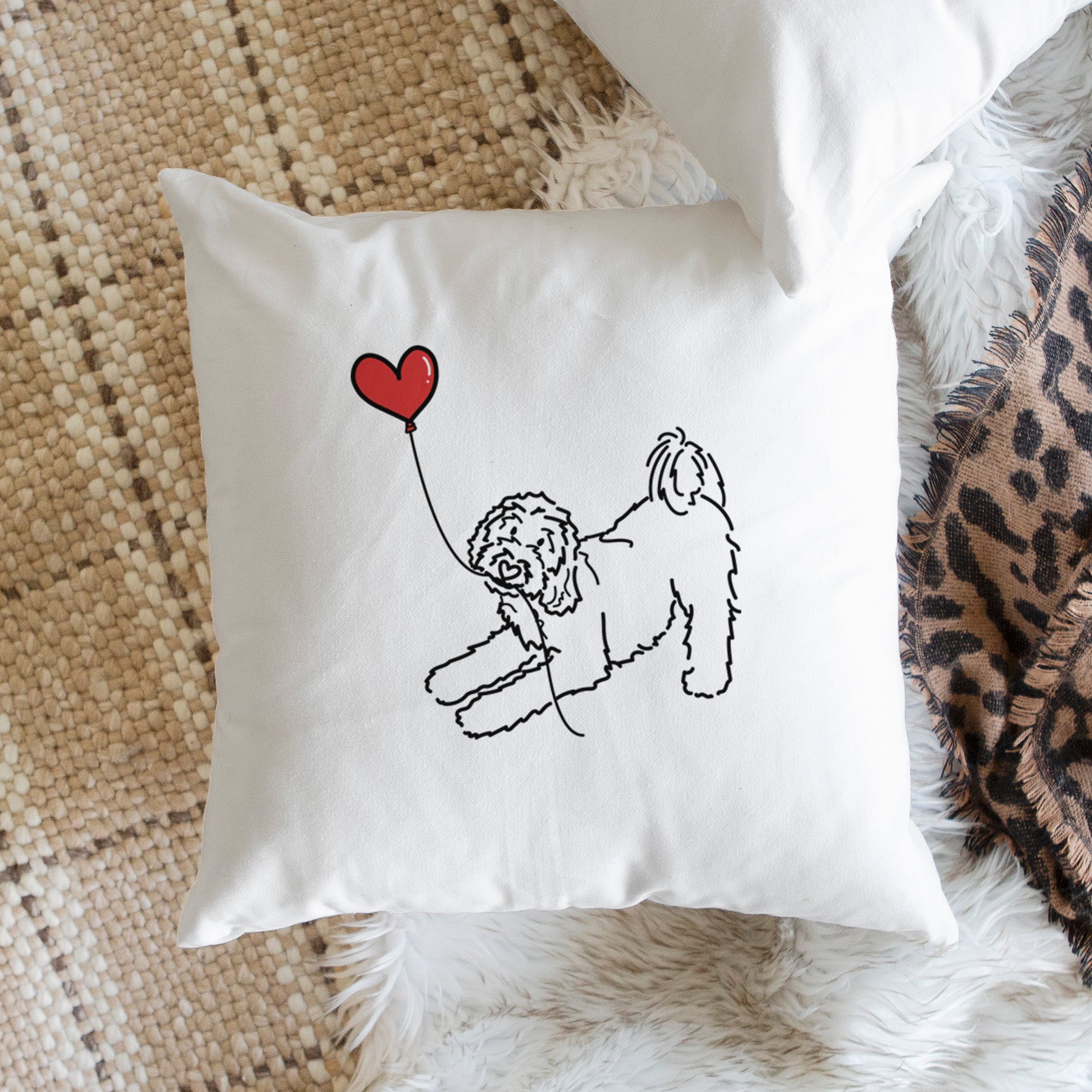 Goldendoodle Heart String - Throw Pillow Cover