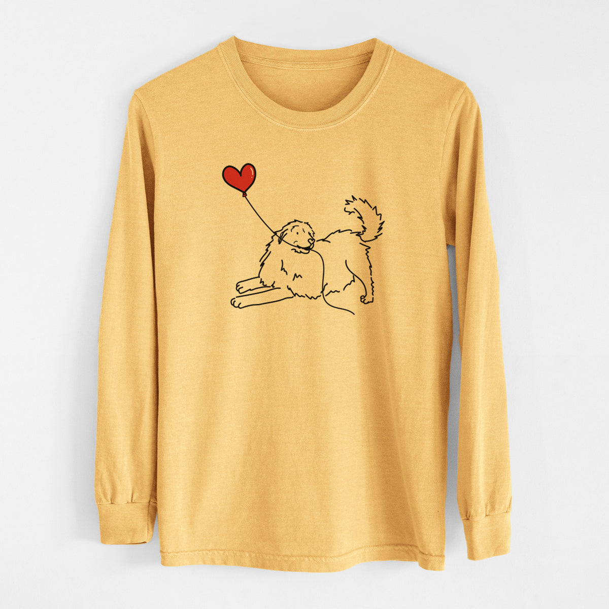 Great Pyrenees Heart String - Men&#39;s Heavyweight 100% Cotton Long Sleeve