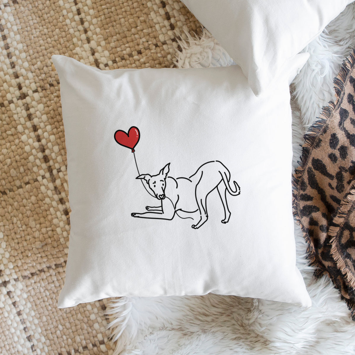 Greyhound Heart String - Throw Pillow Cover