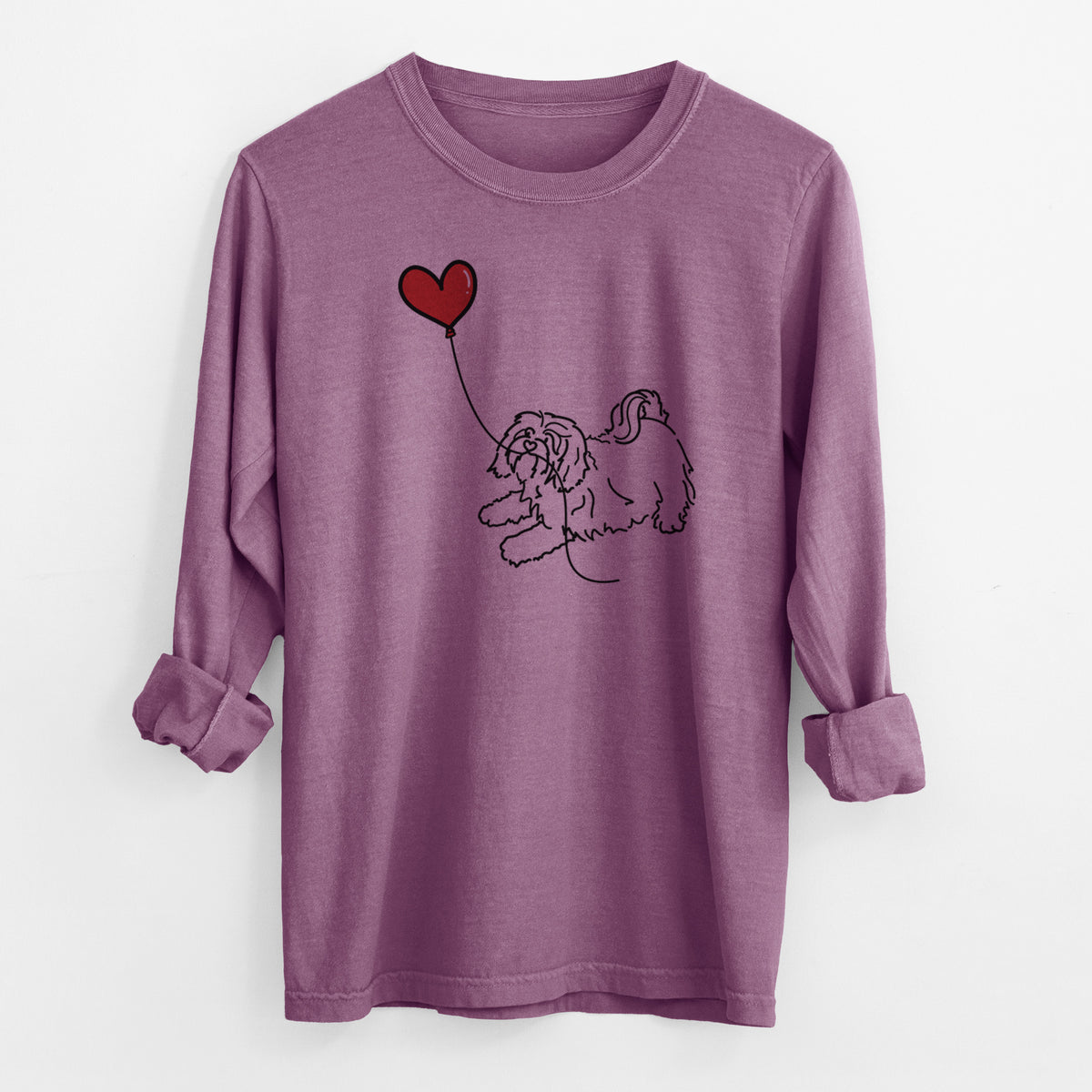 Havanese Heart String - Men's Heavyweight 100% Cotton Long Sleeve