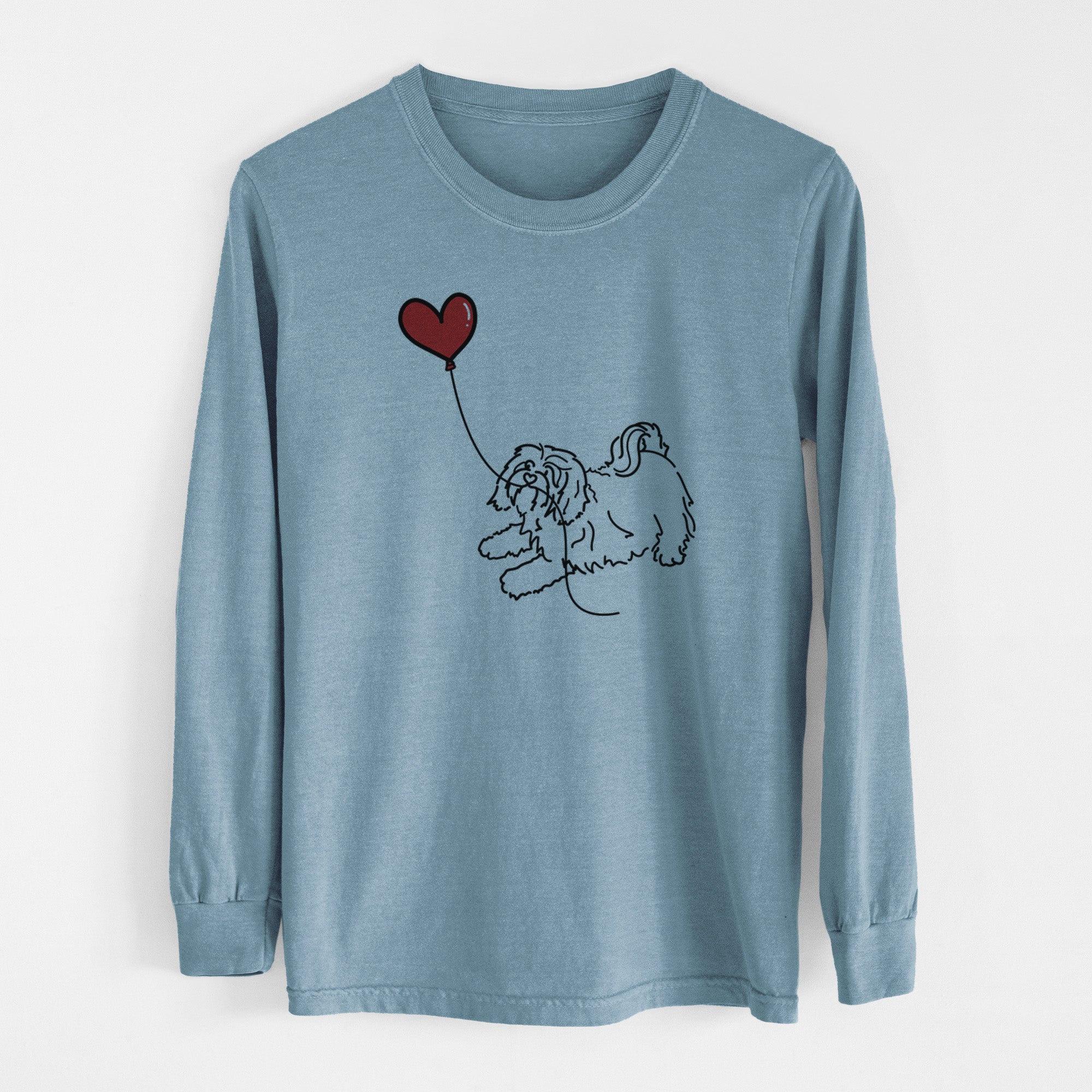 Havanese Heart String - Men's Heavyweight 100% Cotton Long Sleeve