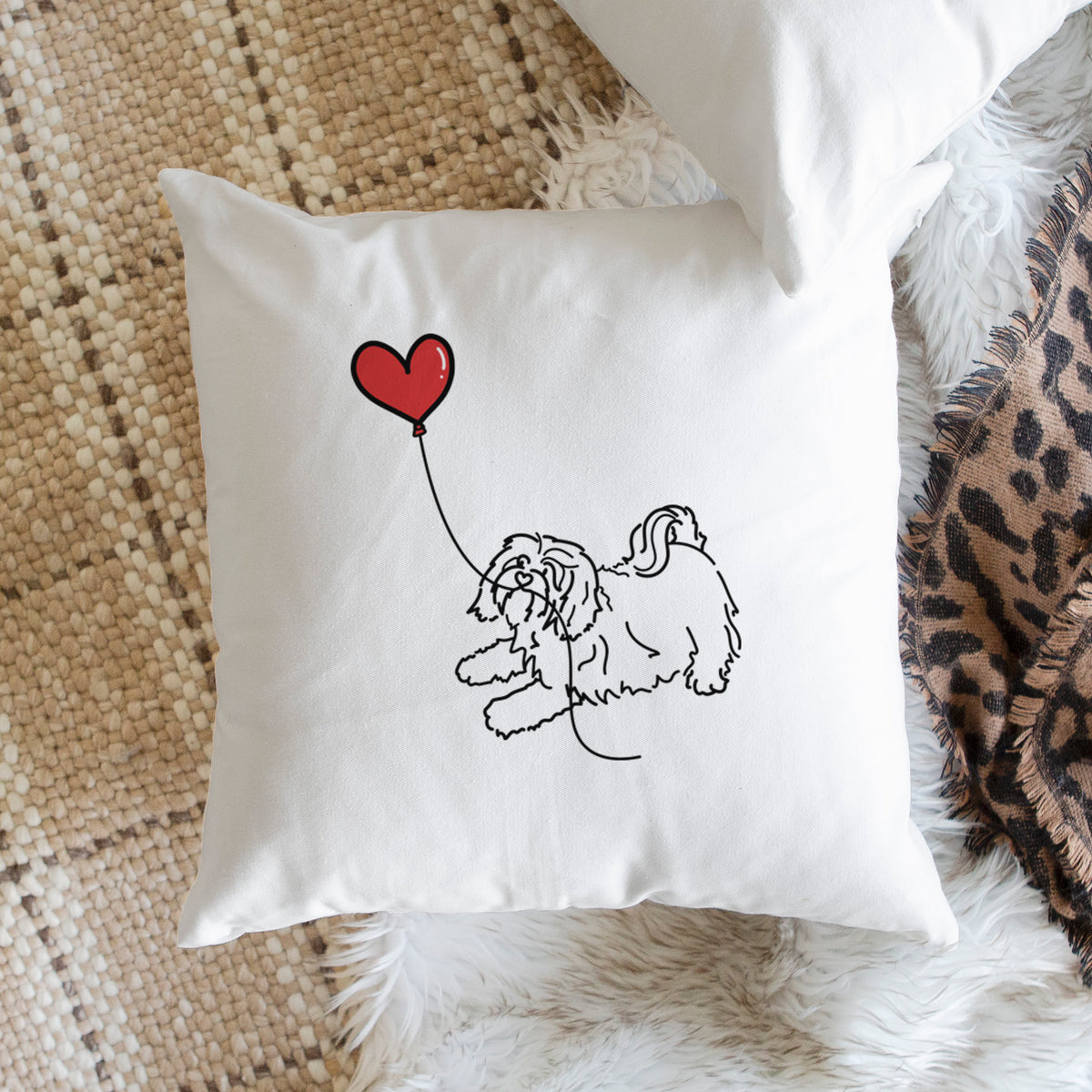 Havanese Heart String - Throw Pillow Cover