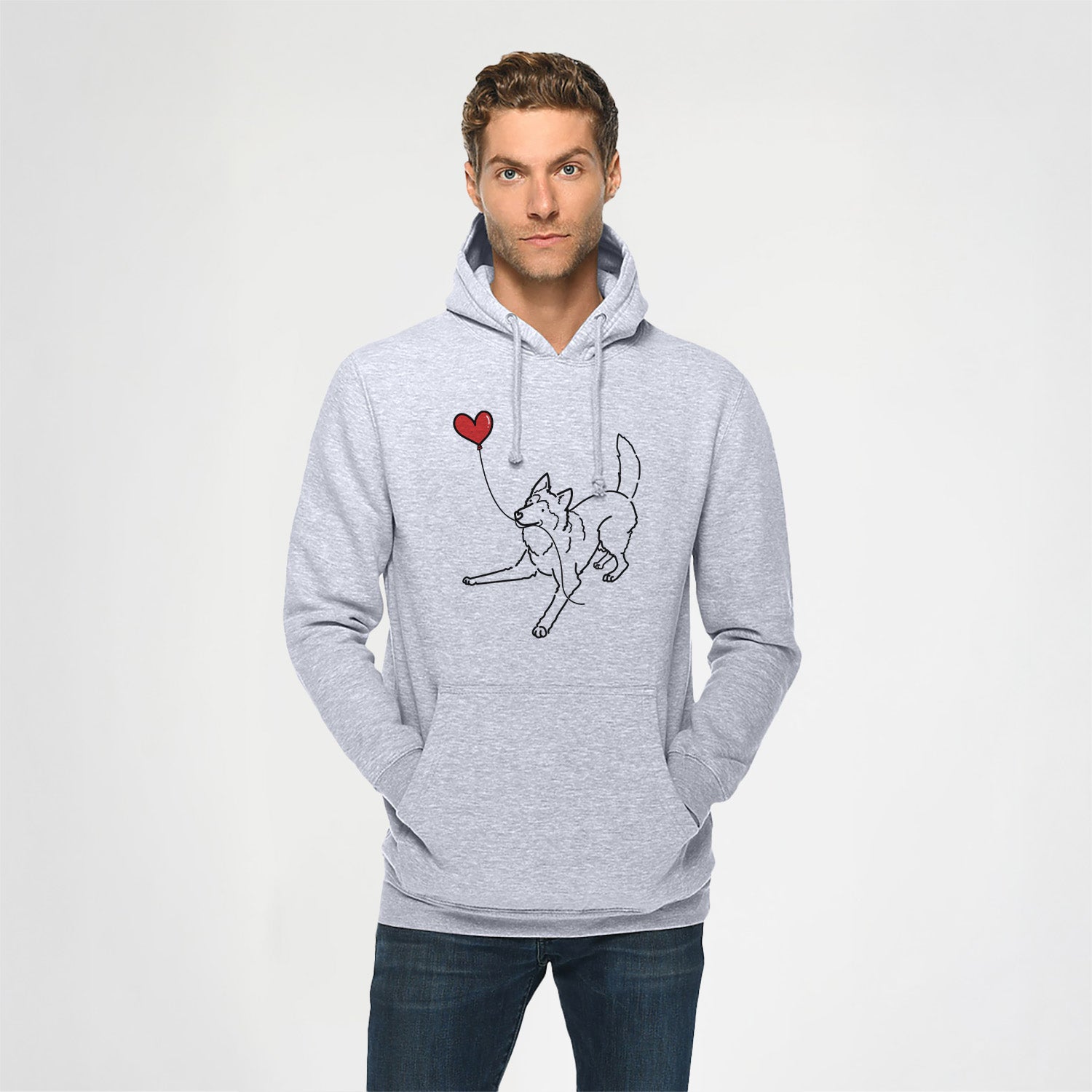 Siberian Husky Heart String - Heavyweight Fleece Hoodie