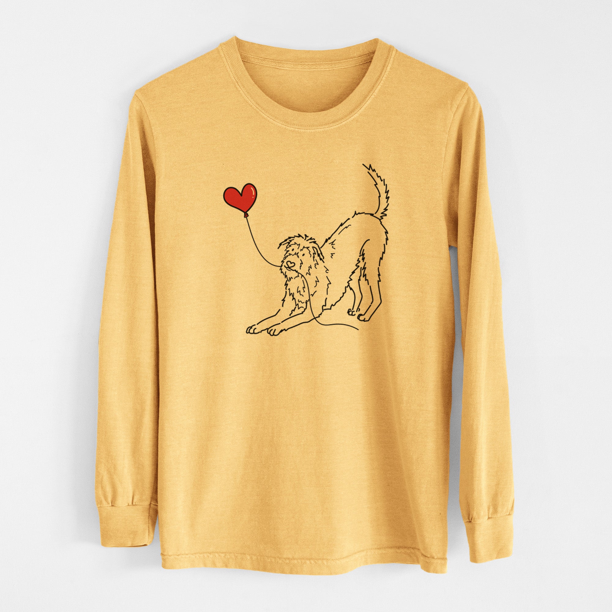 Irish Wolfhound Heart String - Men's Heavyweight 100% Cotton Long Sleeve