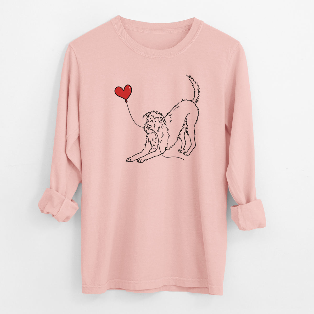 Irish Wolfhound Heart String - Men's Heavyweight 100% Cotton Long Sleeve