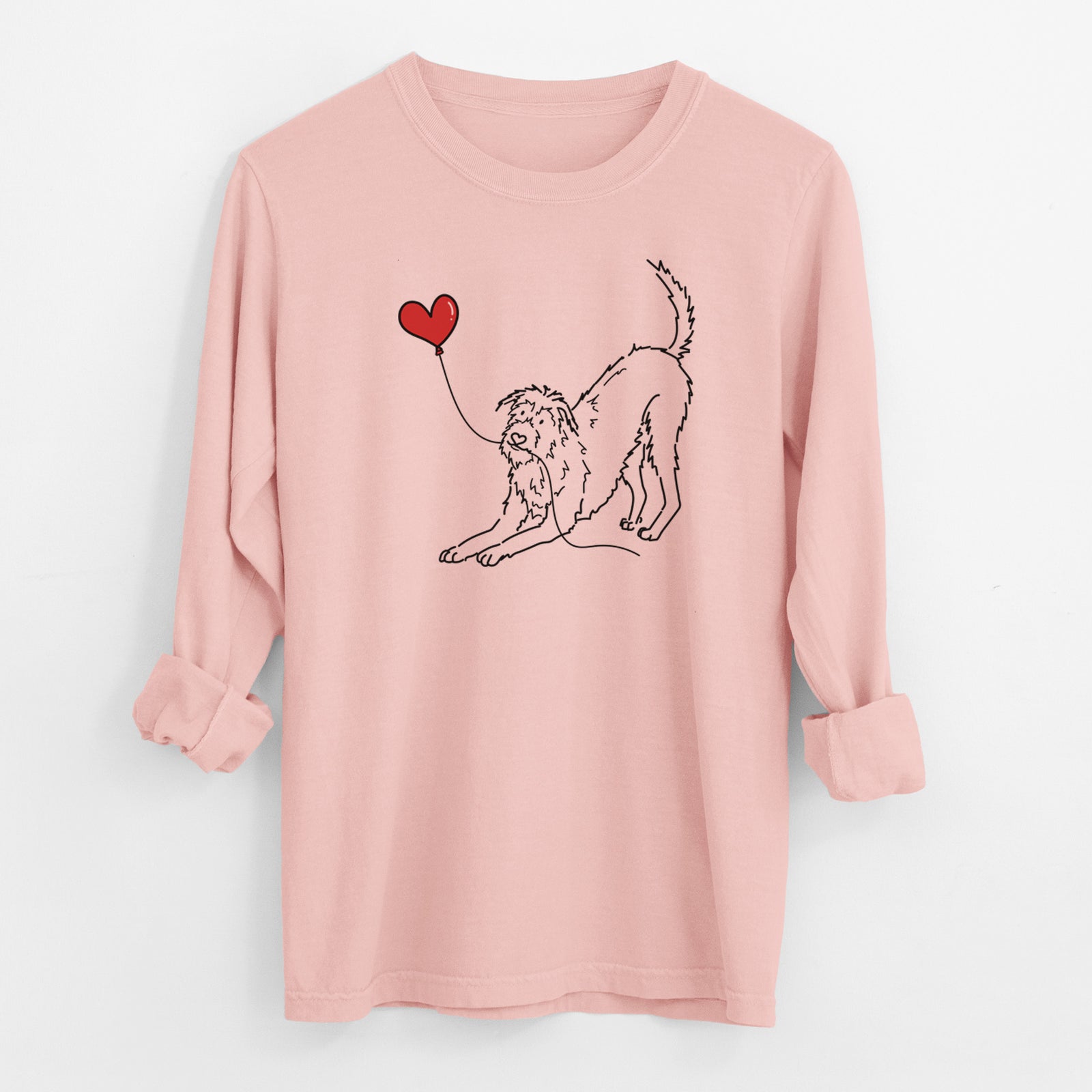 Irish Wolfhound Heart String - Men's Heavyweight 100% Cotton Long Sleeve