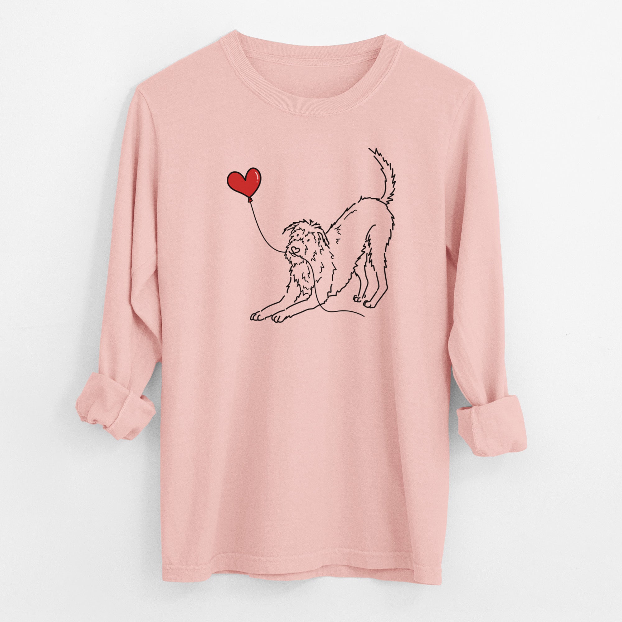 Irish Wolfhound Heart String - Men's Heavyweight 100% Cotton Long Sleeve