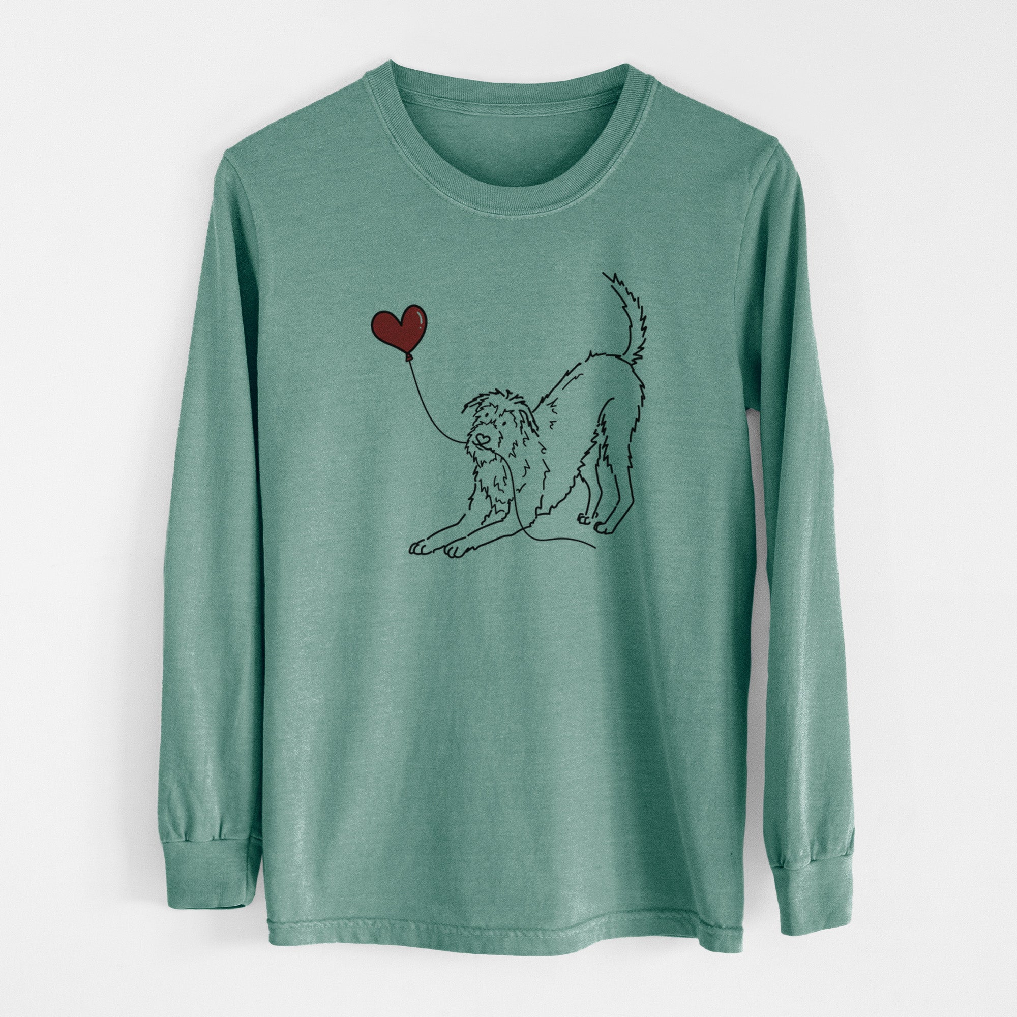 Irish Wolfhound Heart String - Men's Heavyweight 100% Cotton Long Sleeve