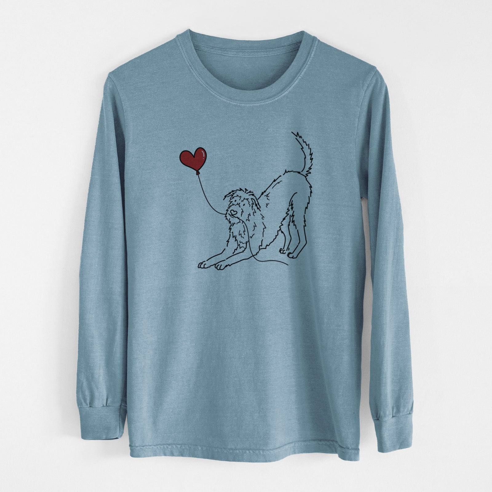 Irish Wolfhound Heart String - Men's Heavyweight 100% Cotton Long Sleeve