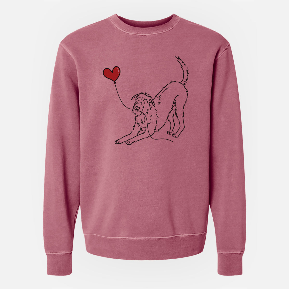 Irish Wolfhound Heart String - Unisex Pigment Dyed Crew Sweatshirt