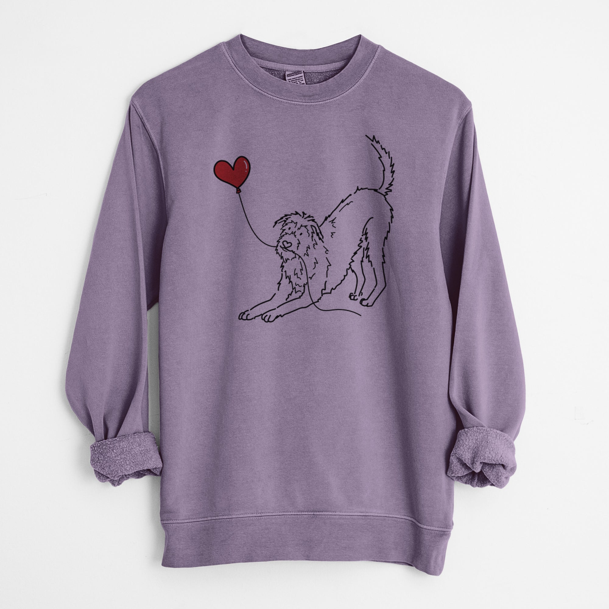 Irish Wolfhound Heart String - Unisex Pigment Dyed Crew Sweatshirt