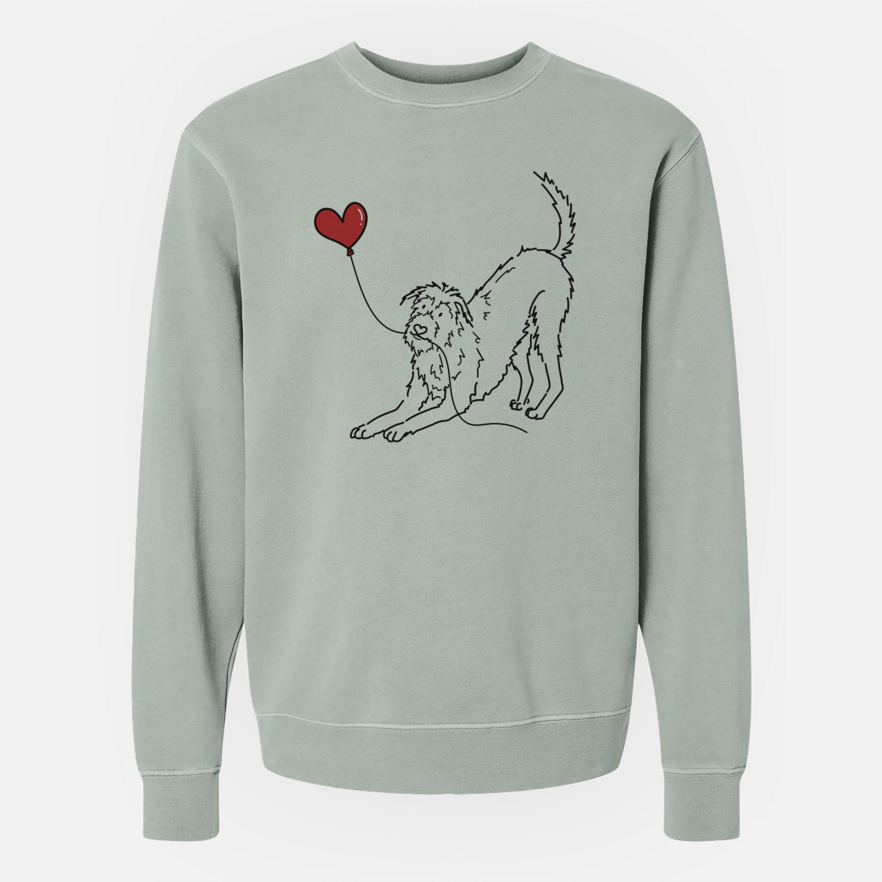 Irish Wolfhound Heart String - Unisex Pigment Dyed Crew Sweatshirt