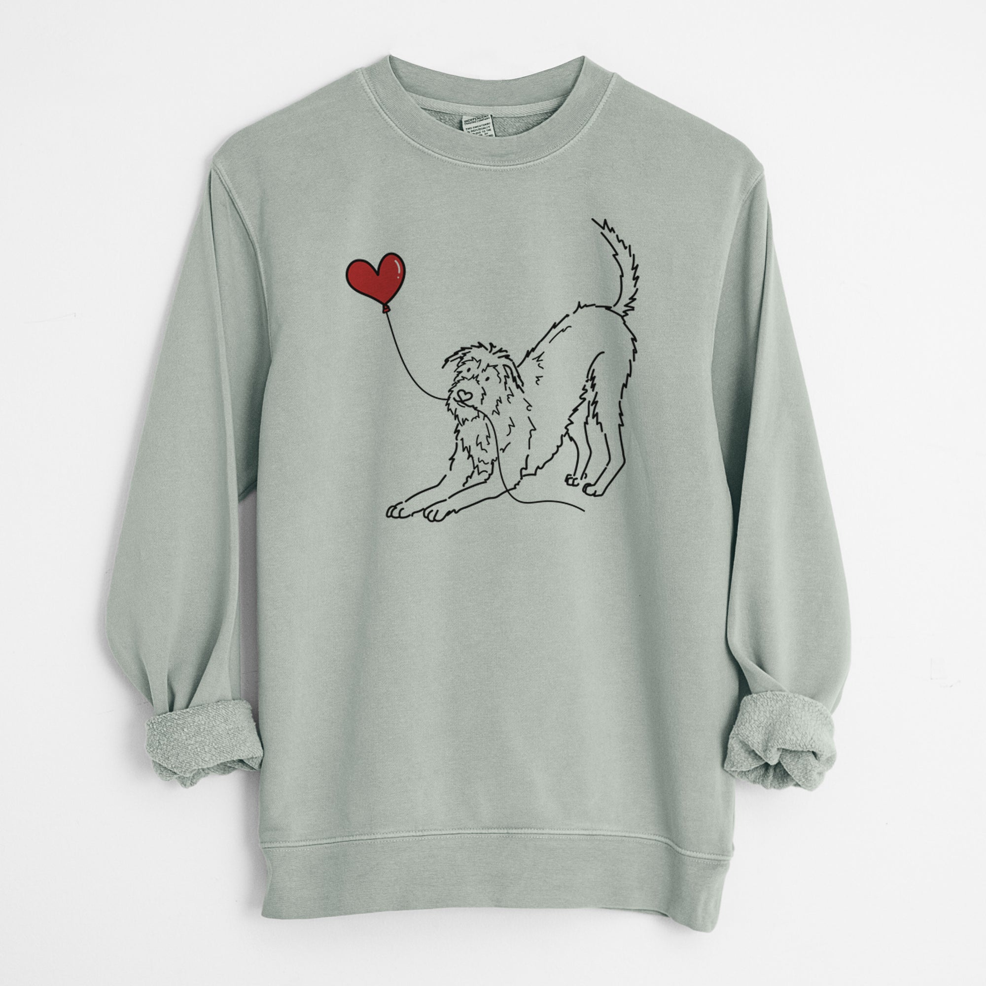 Irish Wolfhound Heart String - Unisex Pigment Dyed Crew Sweatshirt