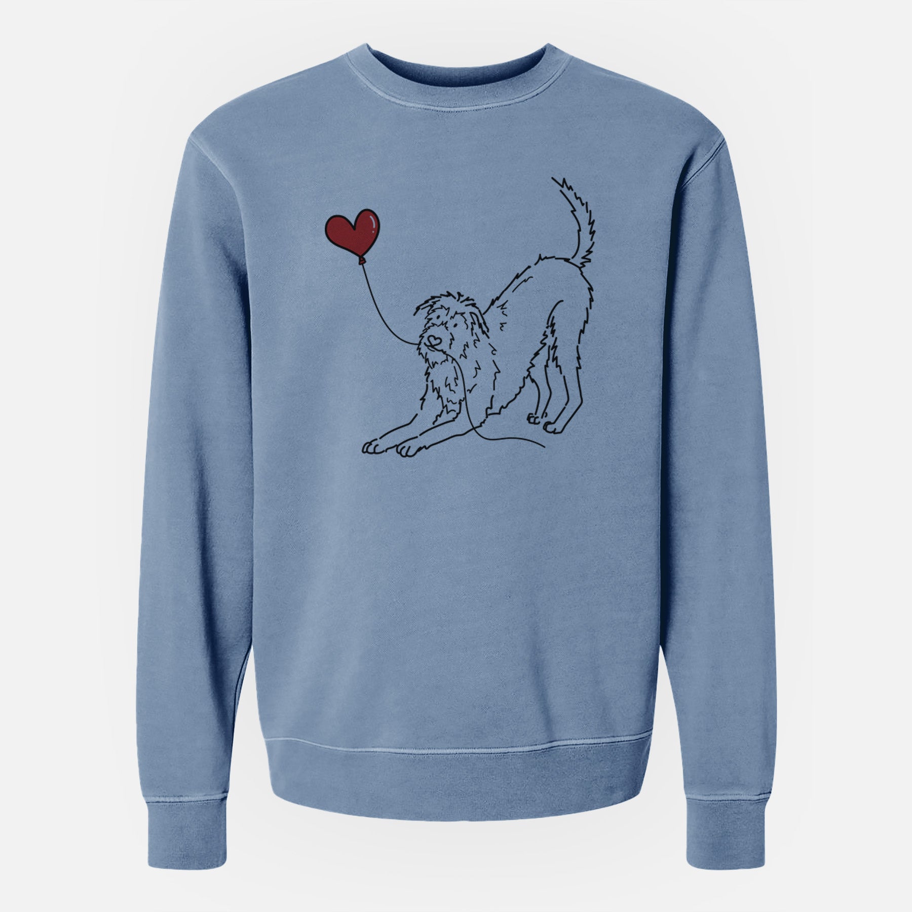 Irish Wolfhound Heart String - Unisex Pigment Dyed Crew Sweatshirt