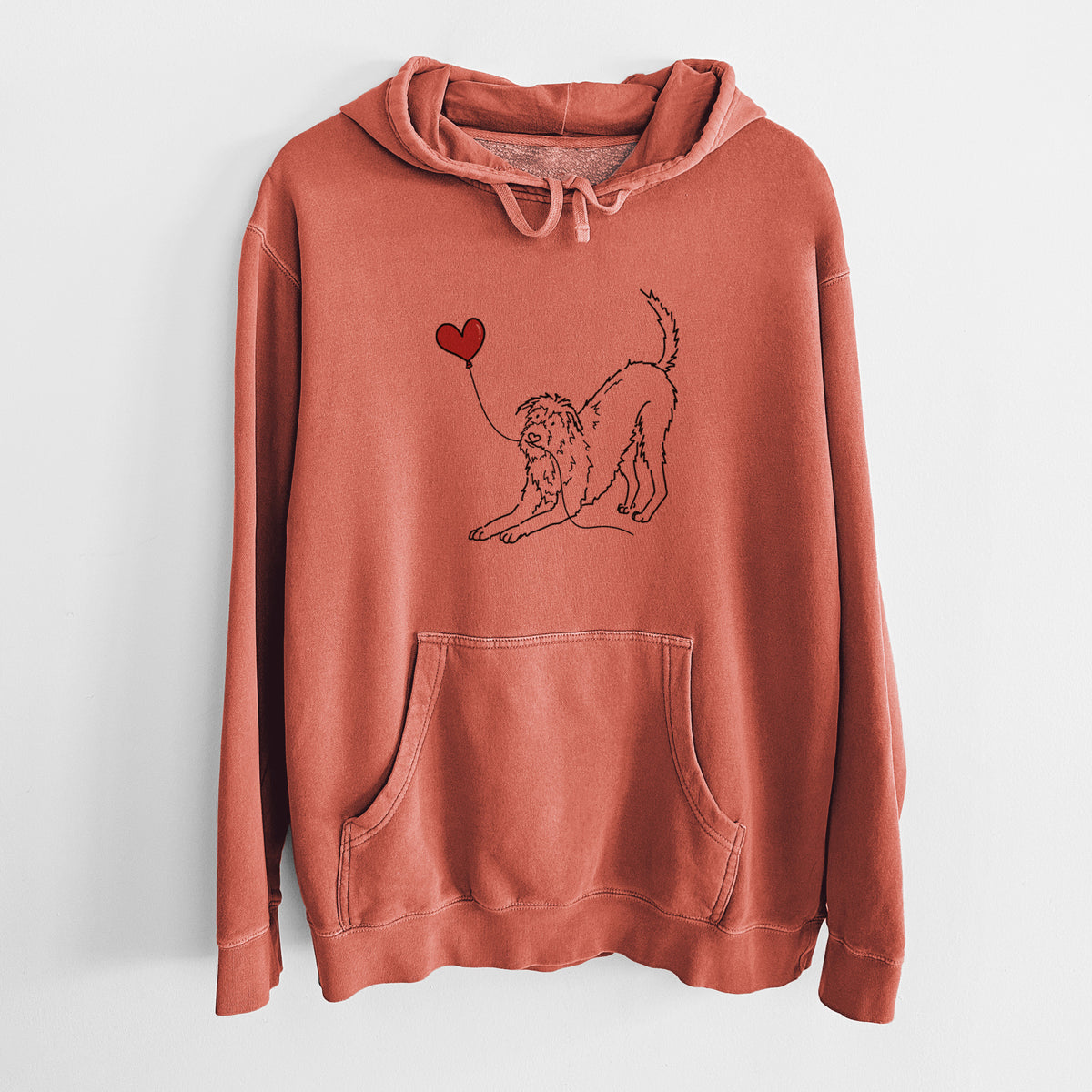 Irish Wolfhound Heart String - Unisex Pigment Dyed Hoodie