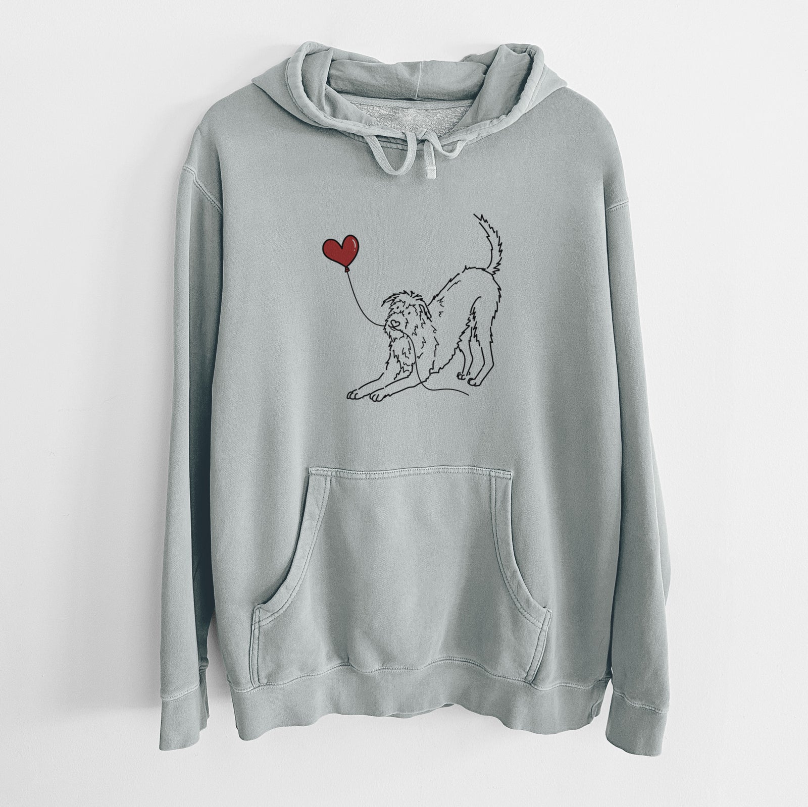 Irish Wolfhound Heart String - Unisex Pigment Dyed Hoodie