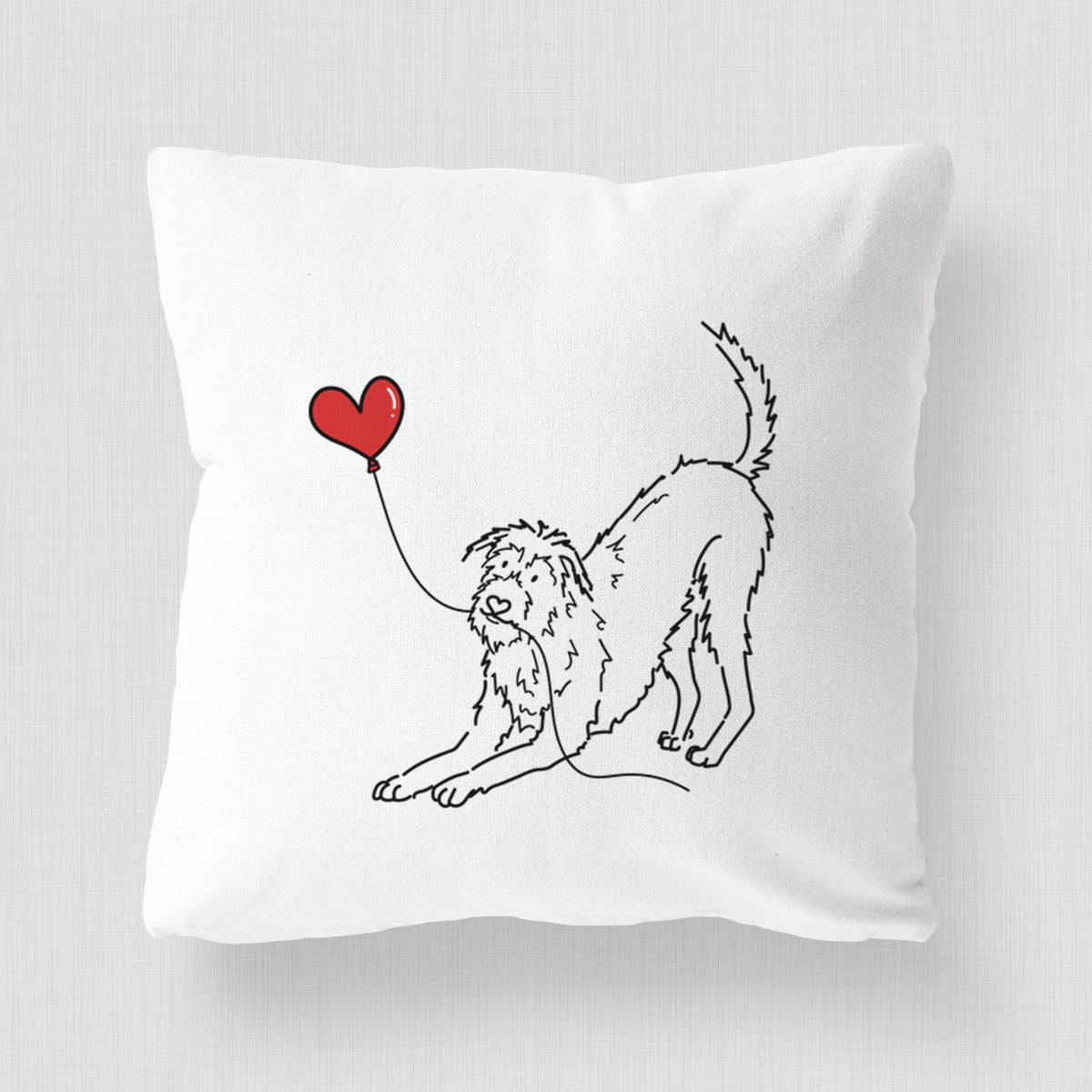 Irish Wolfhound Heart String - Throw Pillow Cover