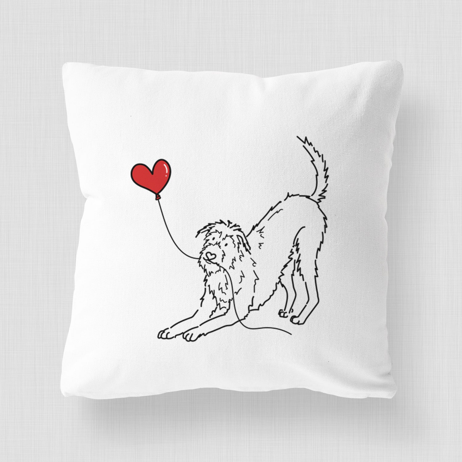 Irish Wolfhound Heart String - Throw Pillow Cover