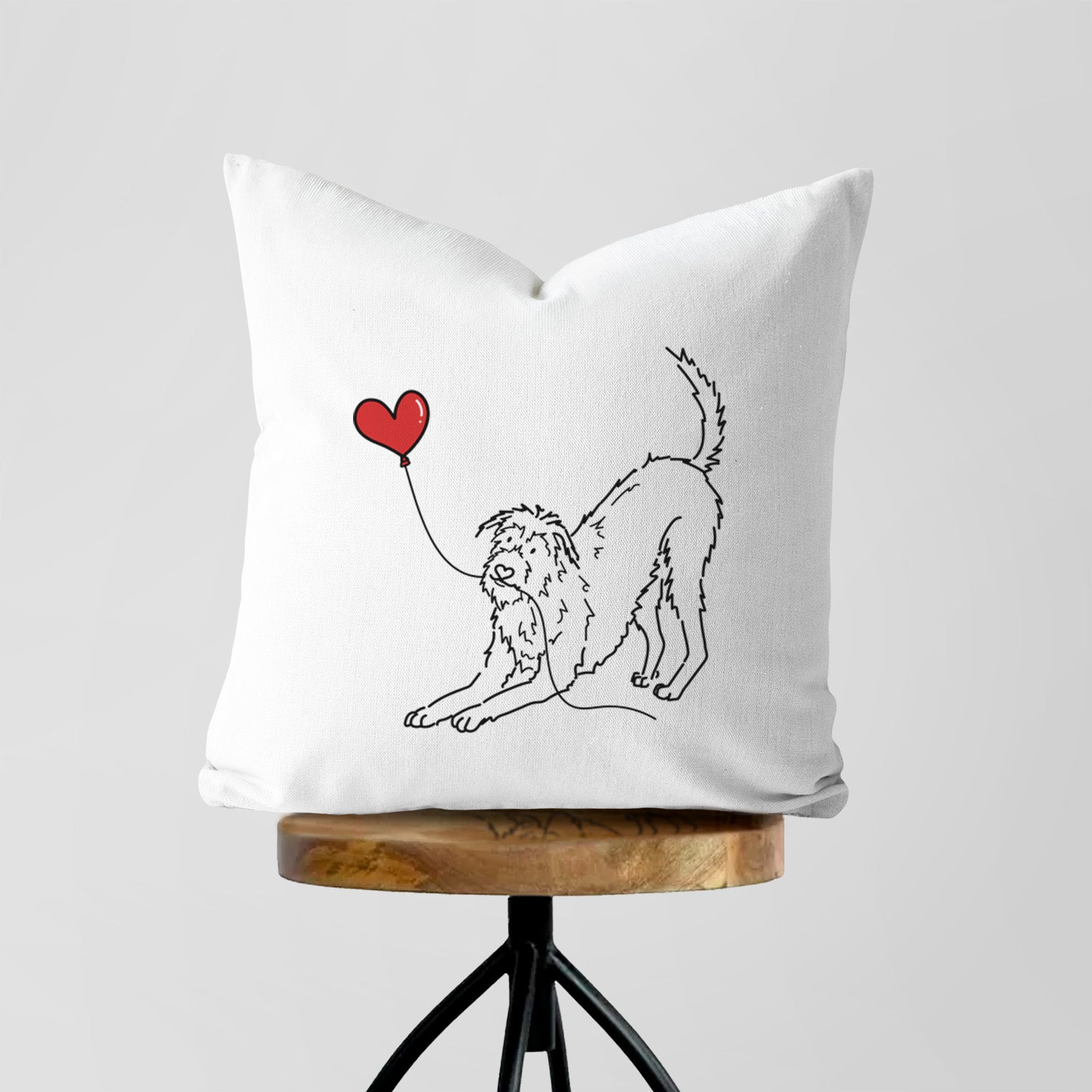 Irish Wolfhound Heart String - Throw Pillow Cover
