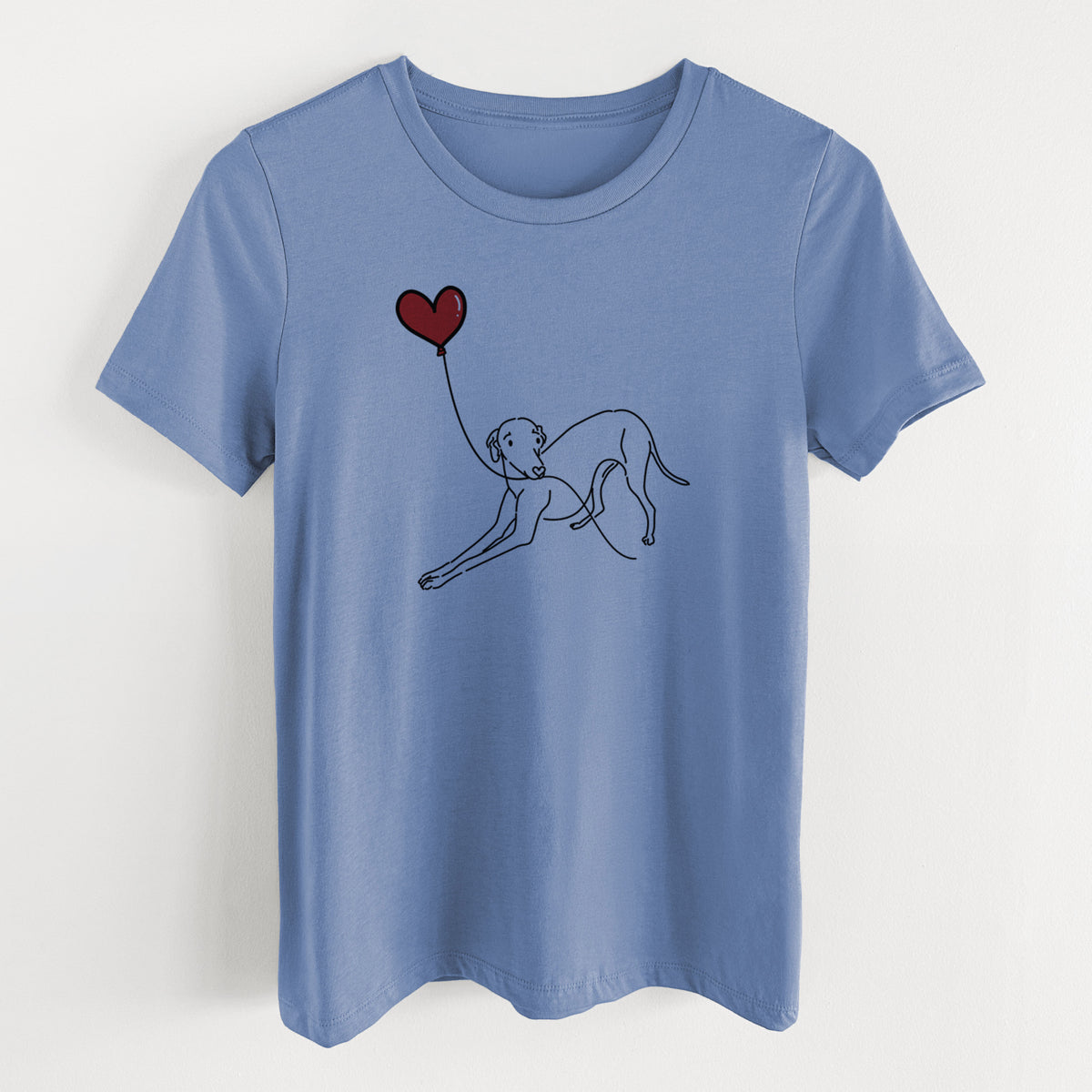 Italian Greyhound Heart String- Women's Lightweight Relaxed Fit 100% Cotton Crewneck
