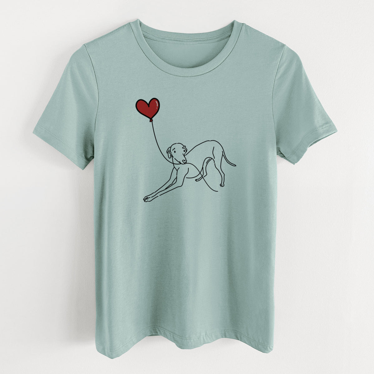 Italian Greyhound Heart String- Women's Lightweight Relaxed Fit 100% Cotton Crewneck