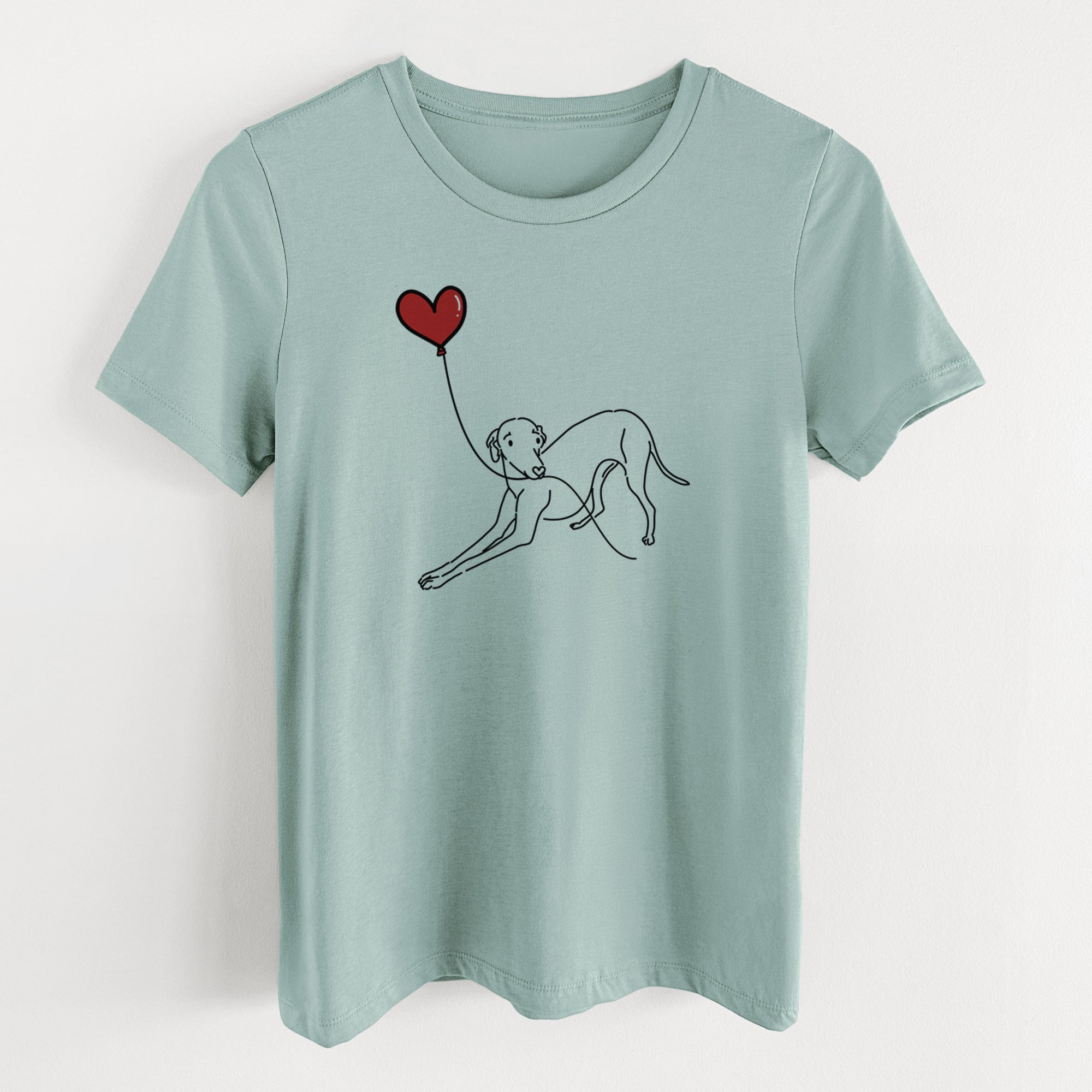 Italian Greyhound Heart String- Women's Lightweight Relaxed Fit 100% Cotton Crewneck