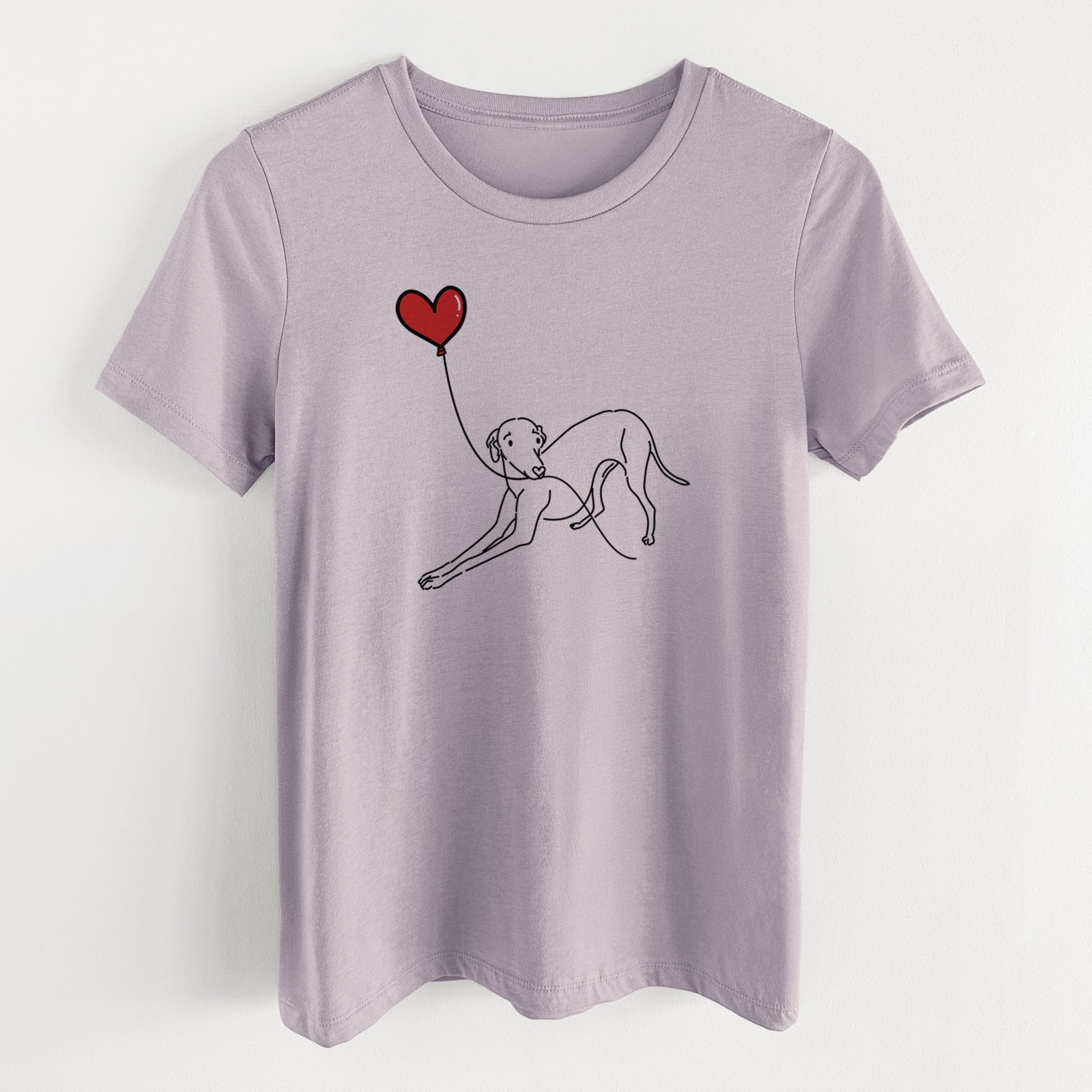 Italian Greyhound Heart String- Women's Lightweight Relaxed Fit 100% Cotton Crewneck
